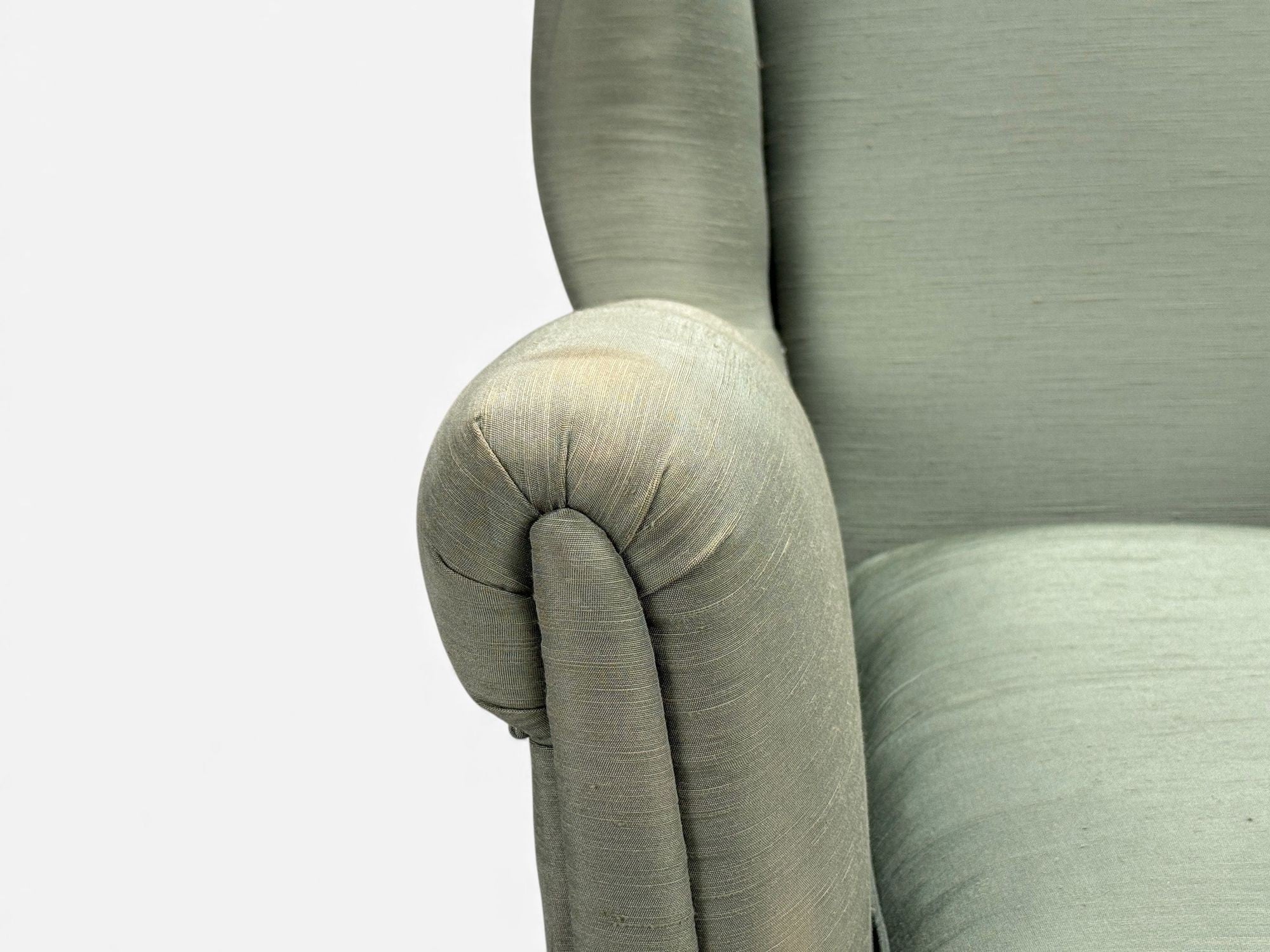 Melchiorre Bega, Green Fabric, Wood, Lounge Chair, Italy, 1950s