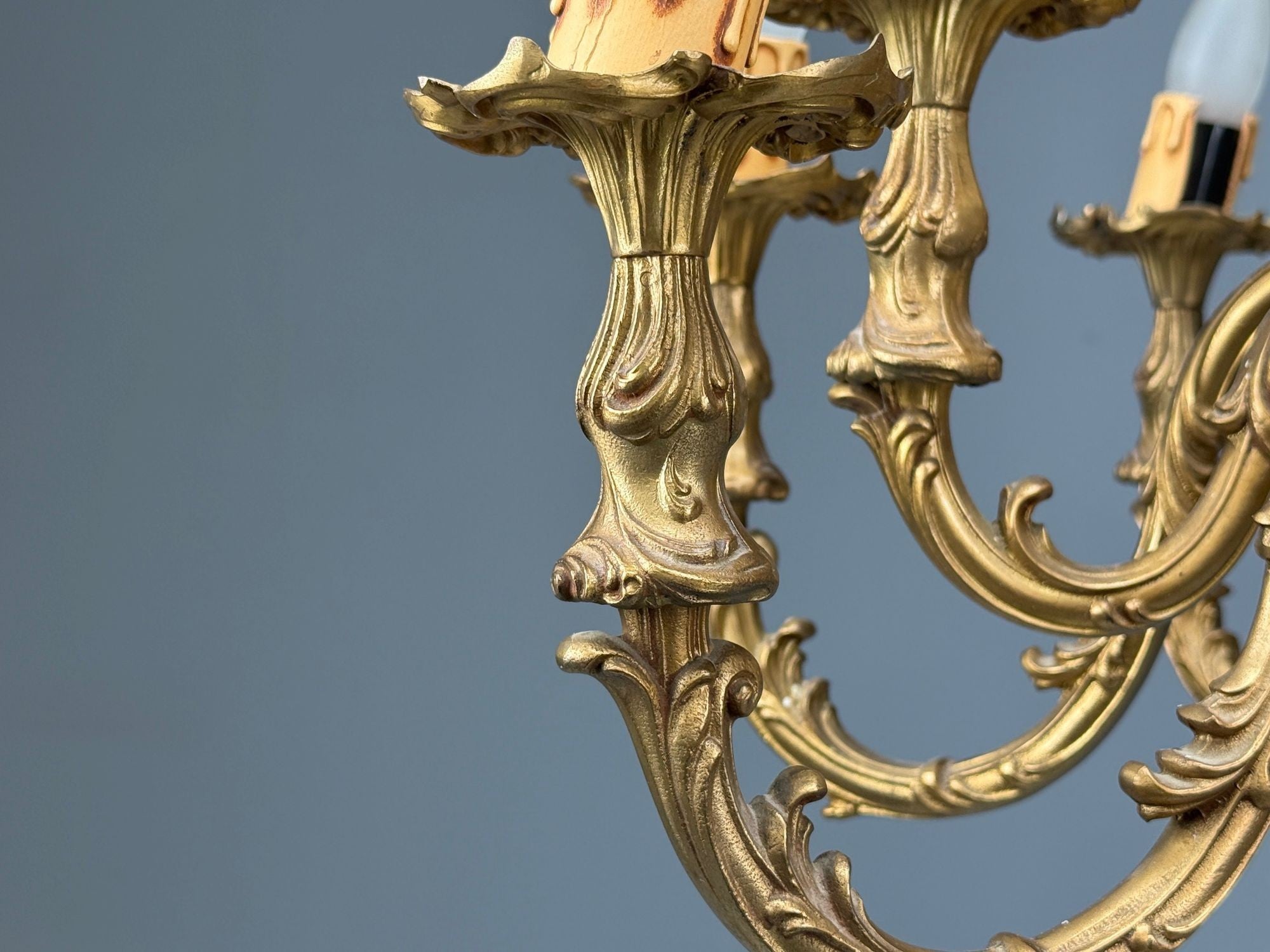 Baroque, Scroll Form Chandelier, Dore Bronze, France, 19th/20th Century