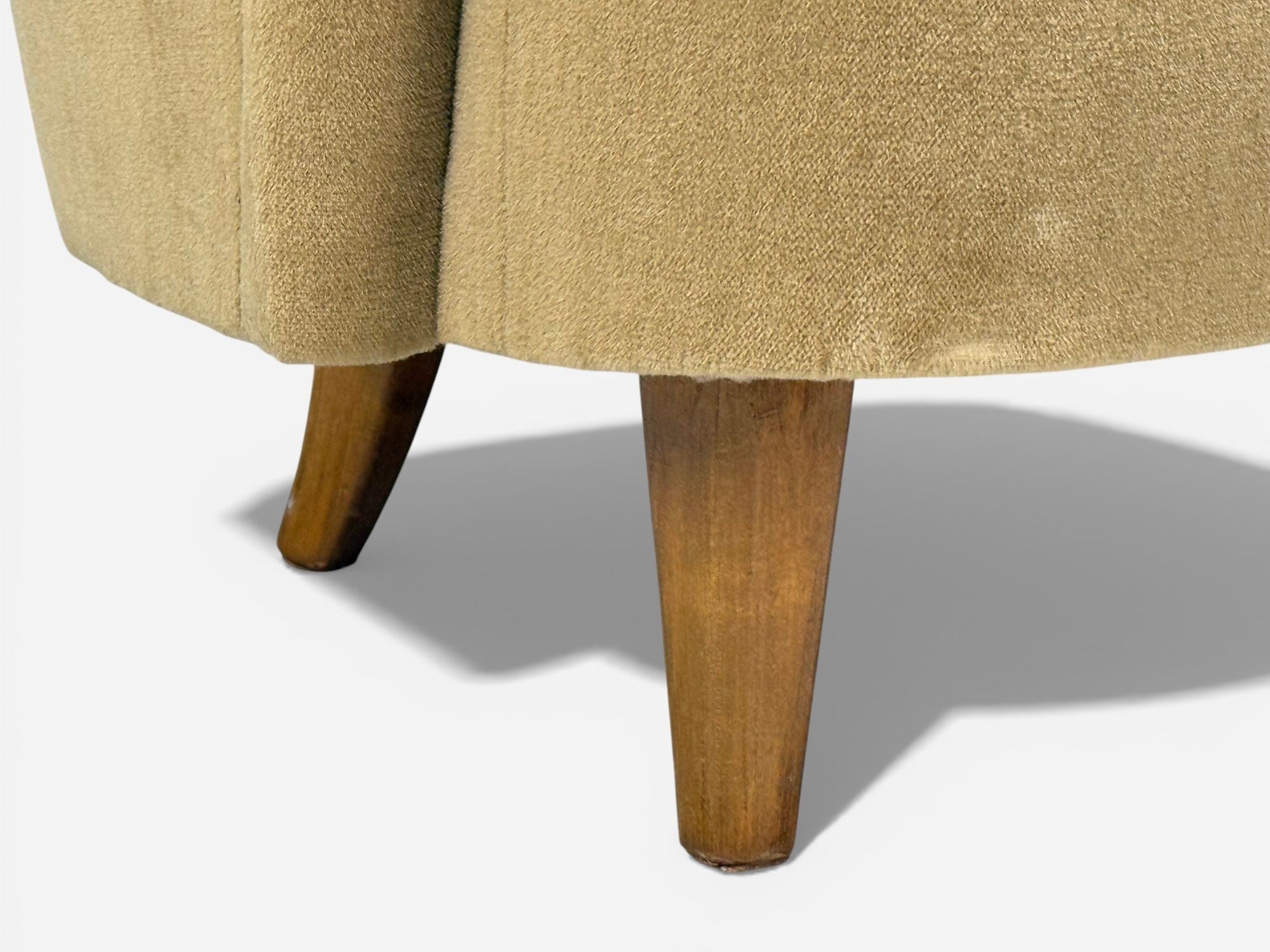 Finnish Modern, Settee, Beige Velvet, Wood, Finland, 1950s
