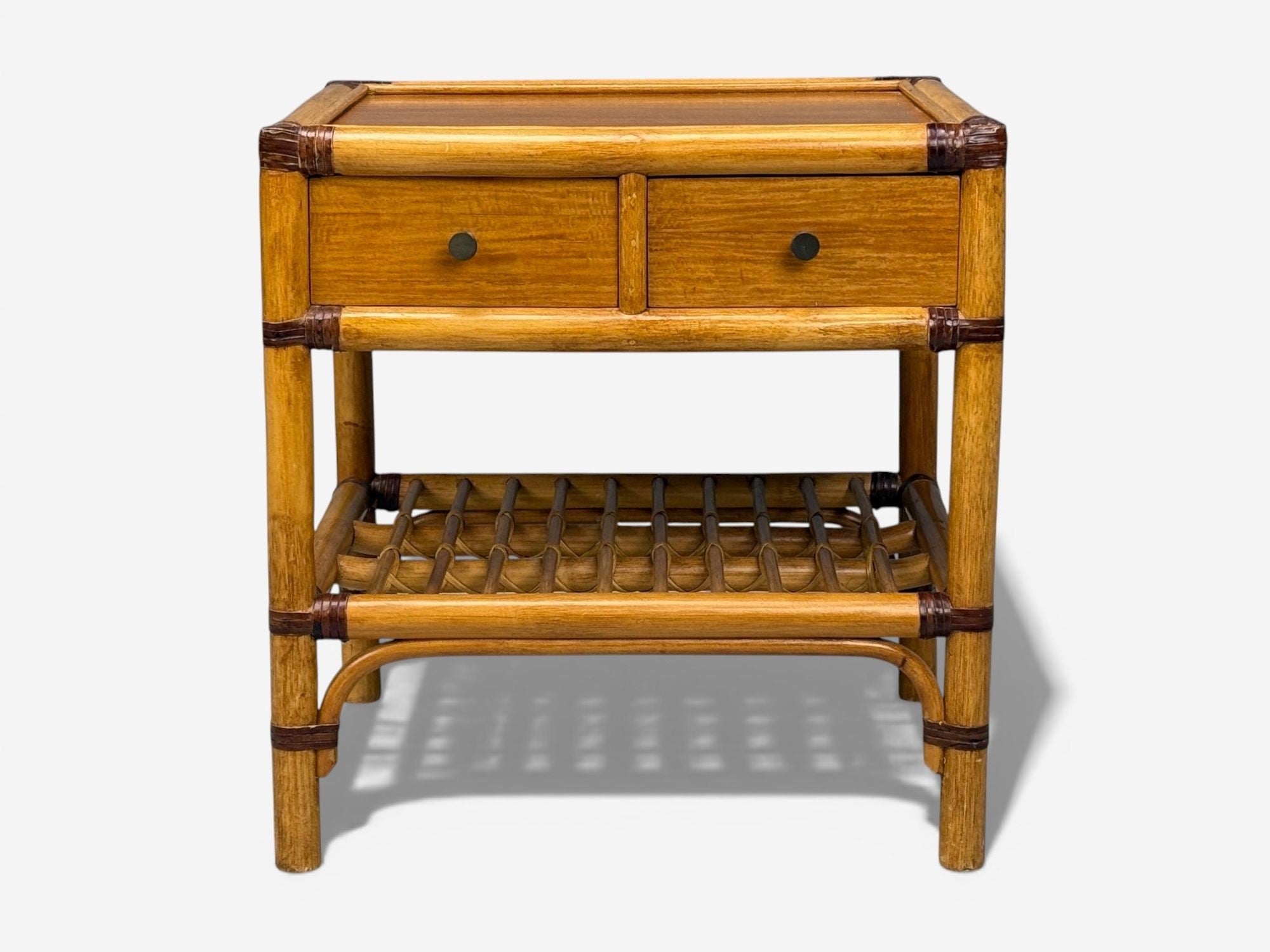 Kenneth Bergenblad, Nightstands, Bamboo, Rattan, Brass, Sweden, 1970s