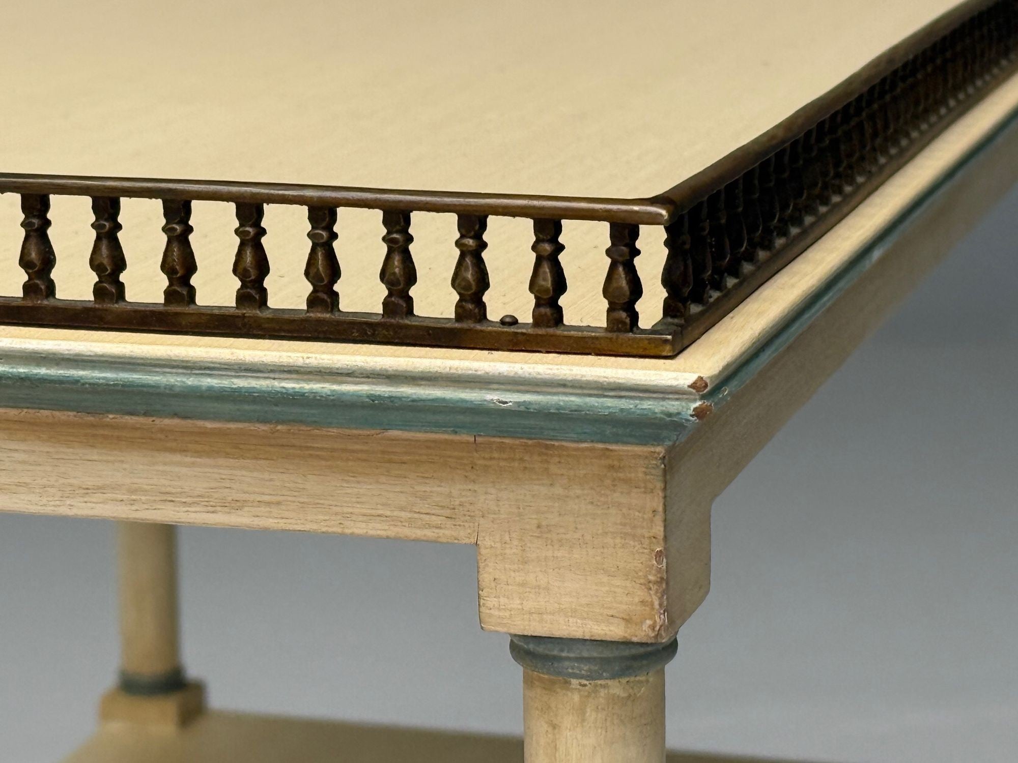 Kittinger, Hollywood Regency Style, Side Tables, Faux Bamboo Painted Wood, Brass