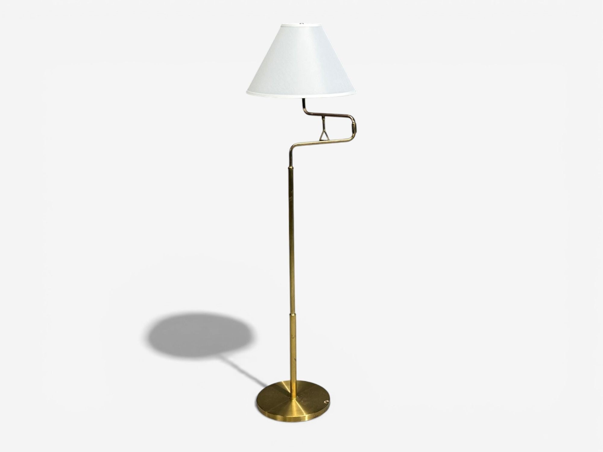 Armaturhantverk Göteborg, Articulating Floor Lamp, Brass, Fabric, Sweden, 1960s