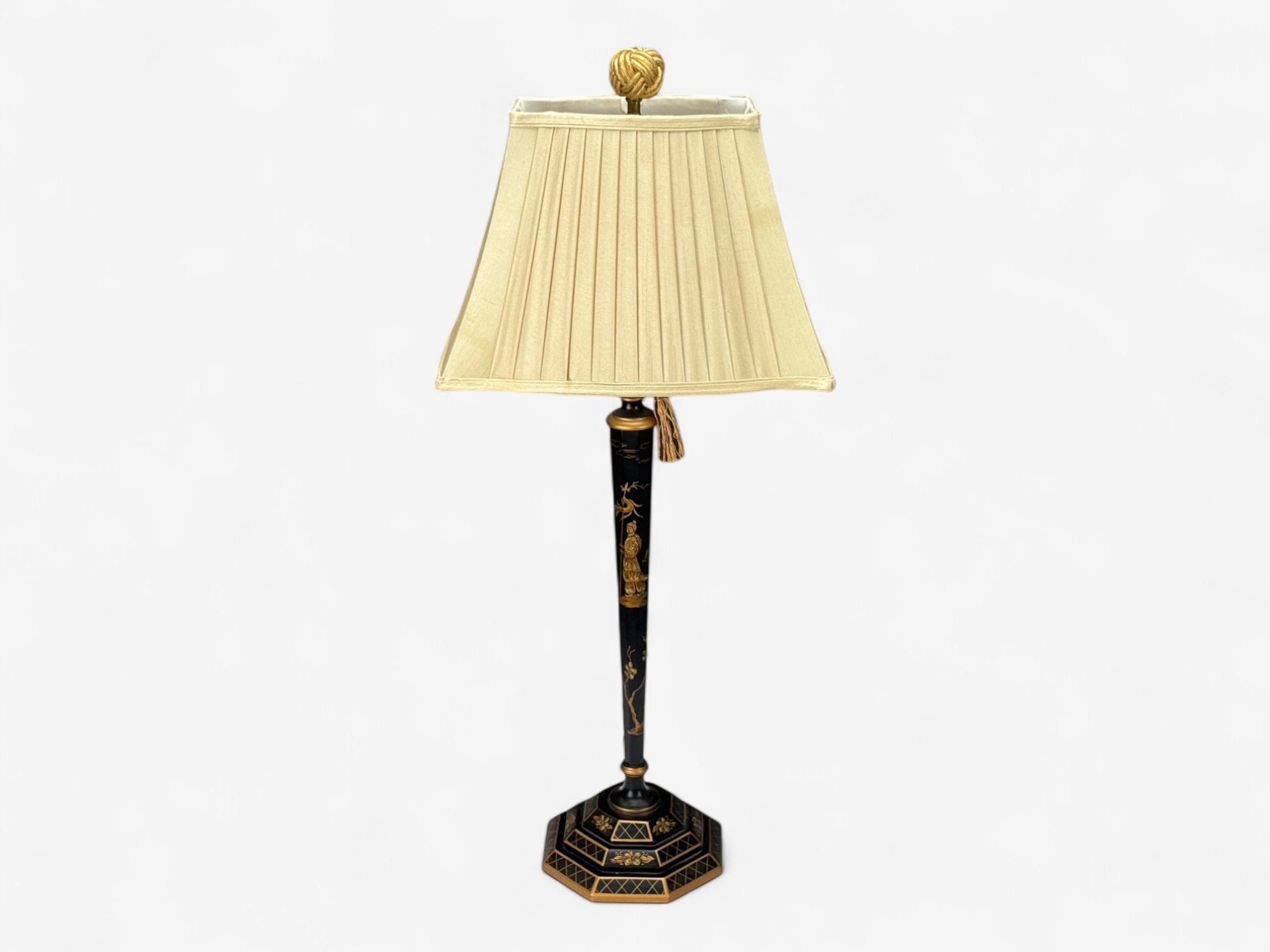 Chinoiserie, Painted Wood, Gilt, Ebonized Table Lamps, USA, 1970s