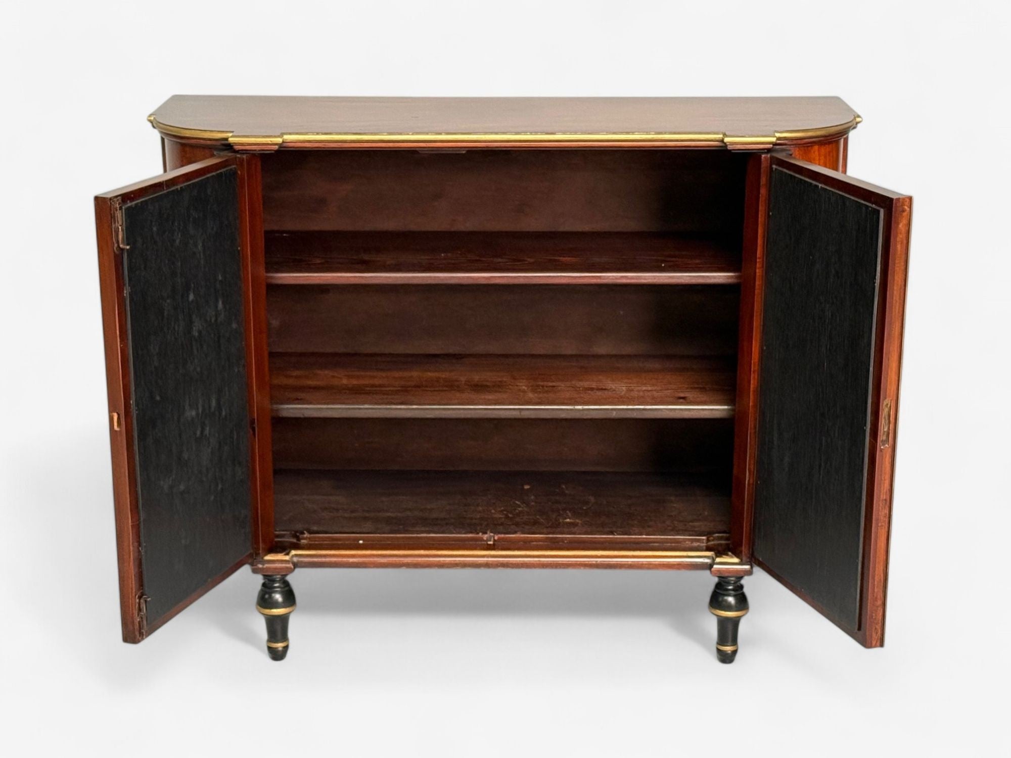 Maison Jansen Style, Console Table Cabinets, Flame Mahogany, Eglomise Glass