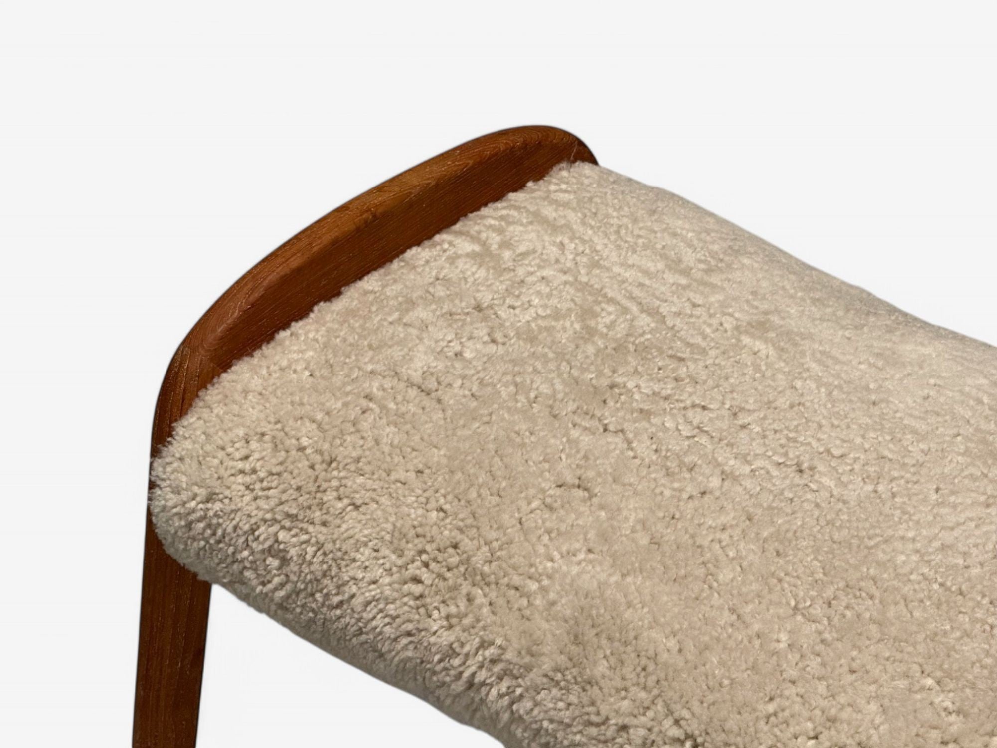 Danish Mid-Century Modern, Shearling Stool, Beige Sheepskin, Denmark, 1970s