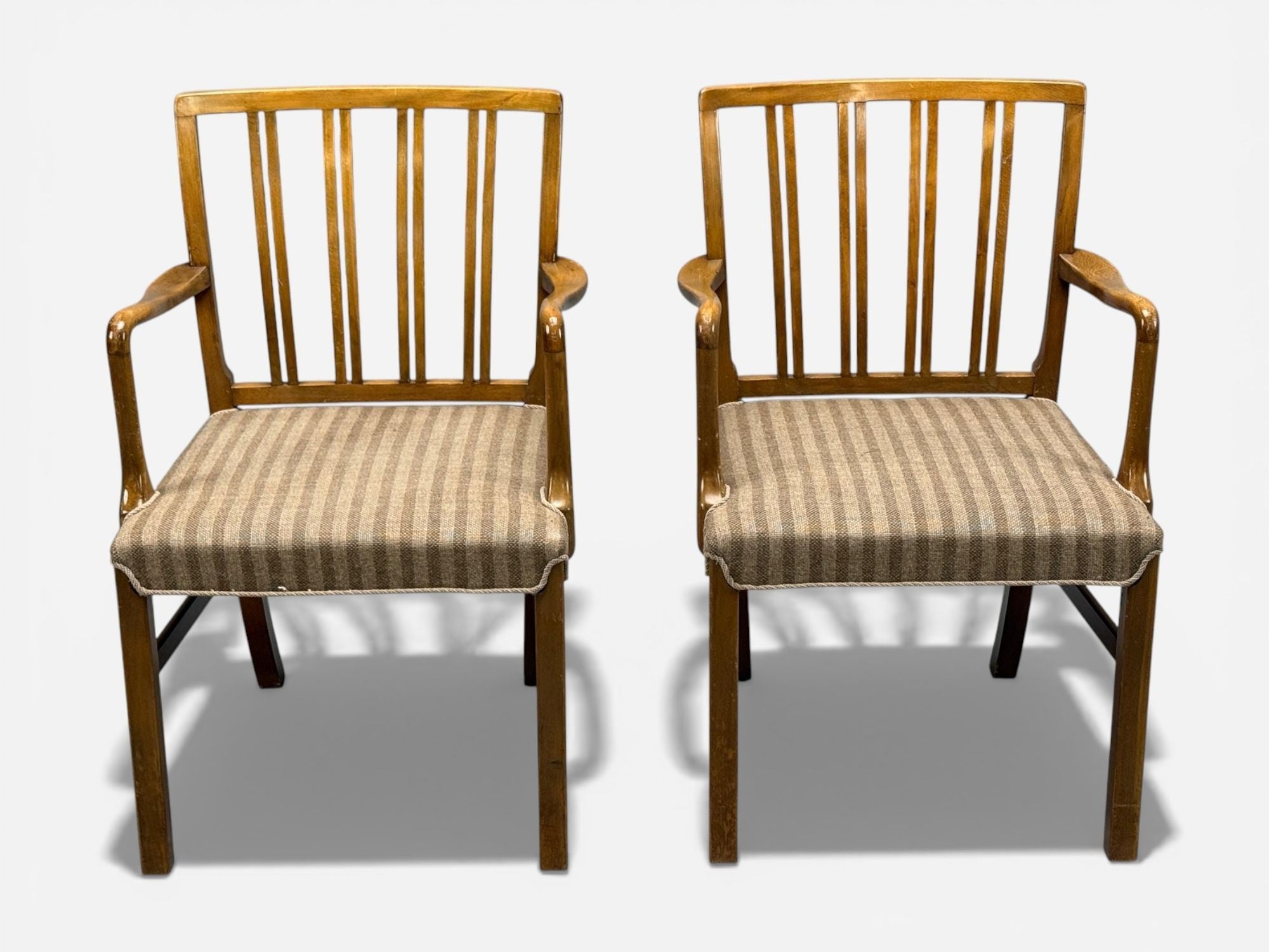 Ole Wanscher, Armchairs, Beech, Fabric, Denmark, 1940s