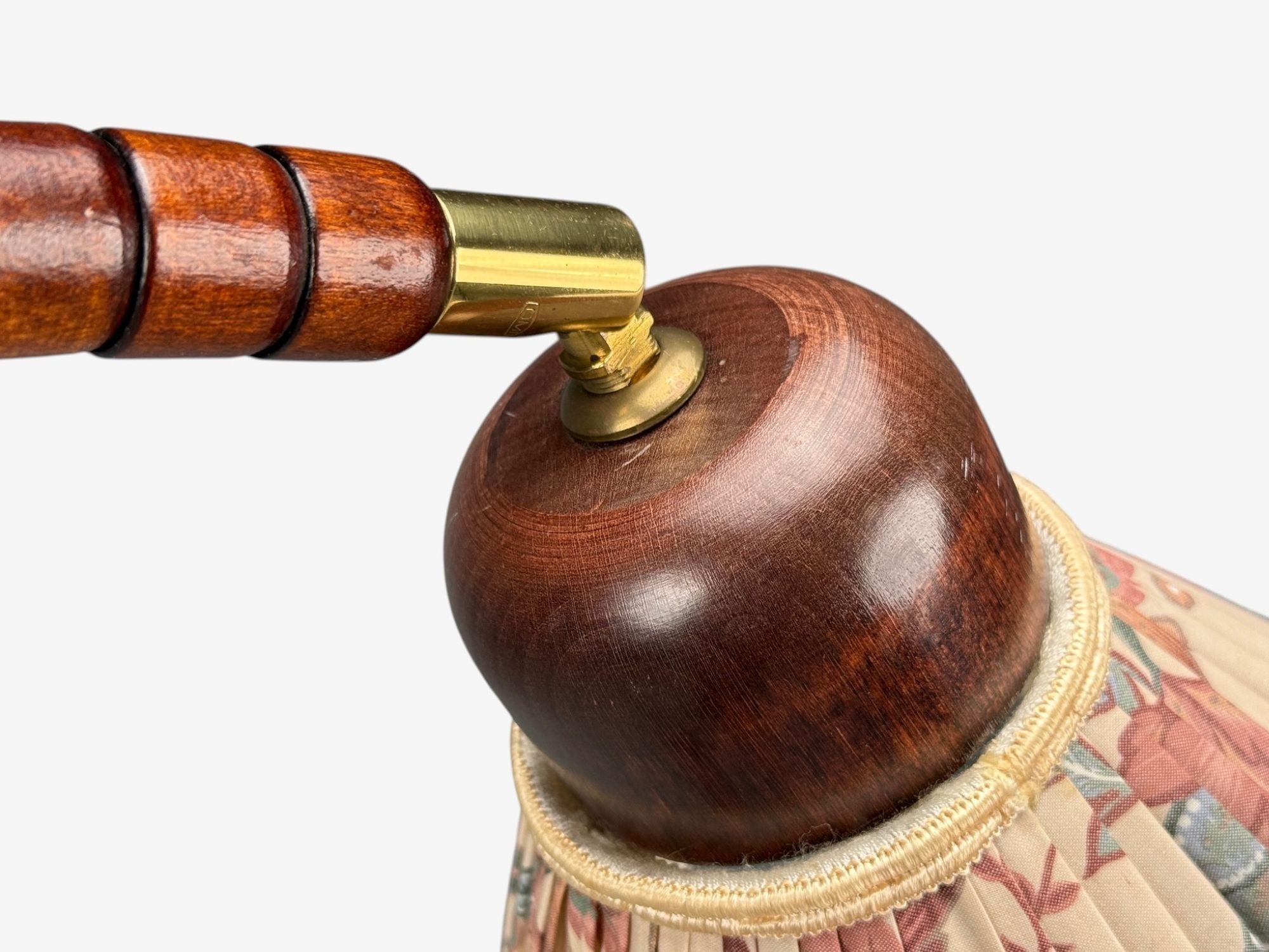 Markslöjd Attribution, Floor Lamp, Stained Wood, Fabric, Sweden, 1970s