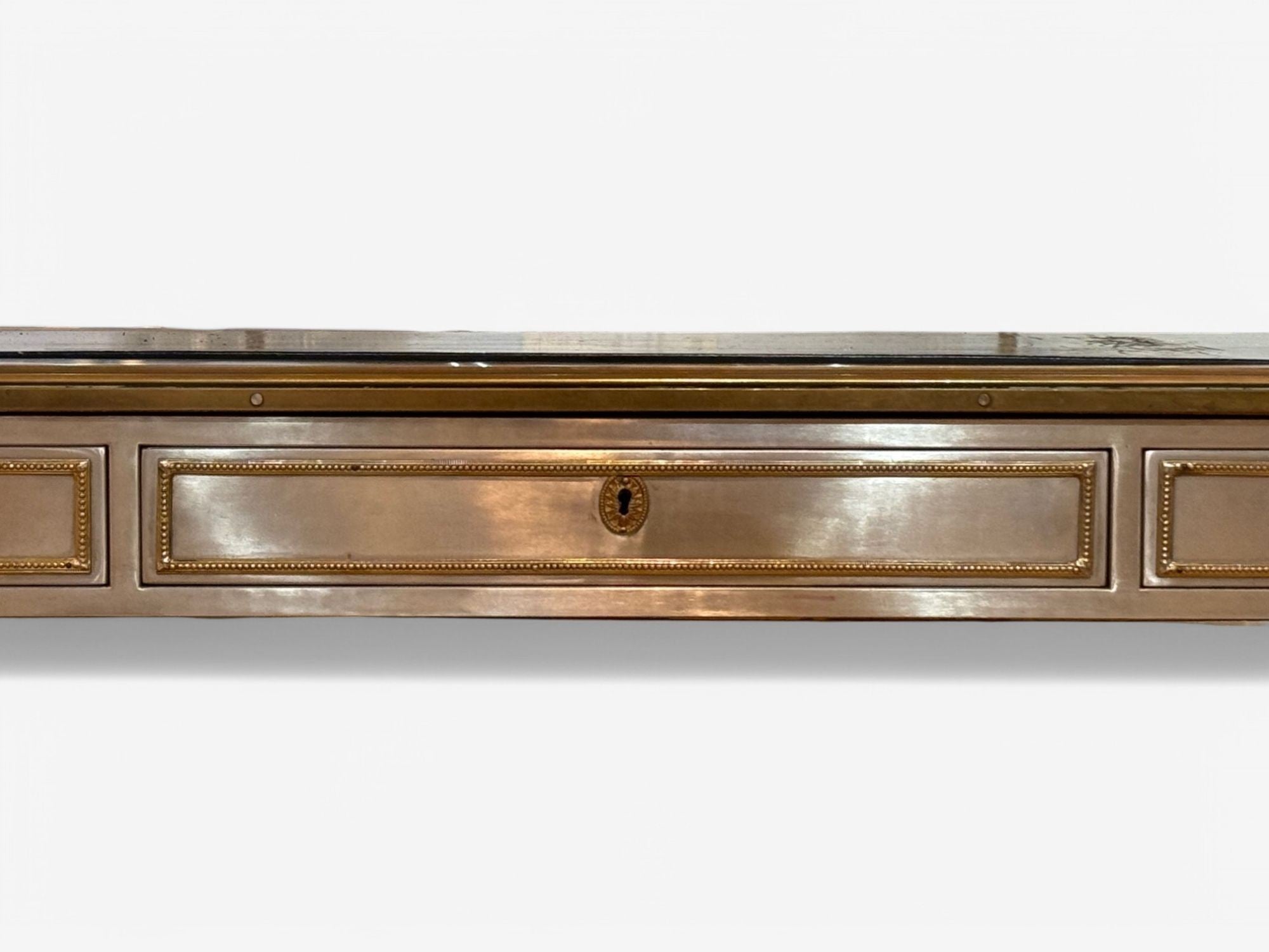 John Vesey, Louis XVI Style, Steel, Bronze, Rare Writing Desk, USA, 1960s
