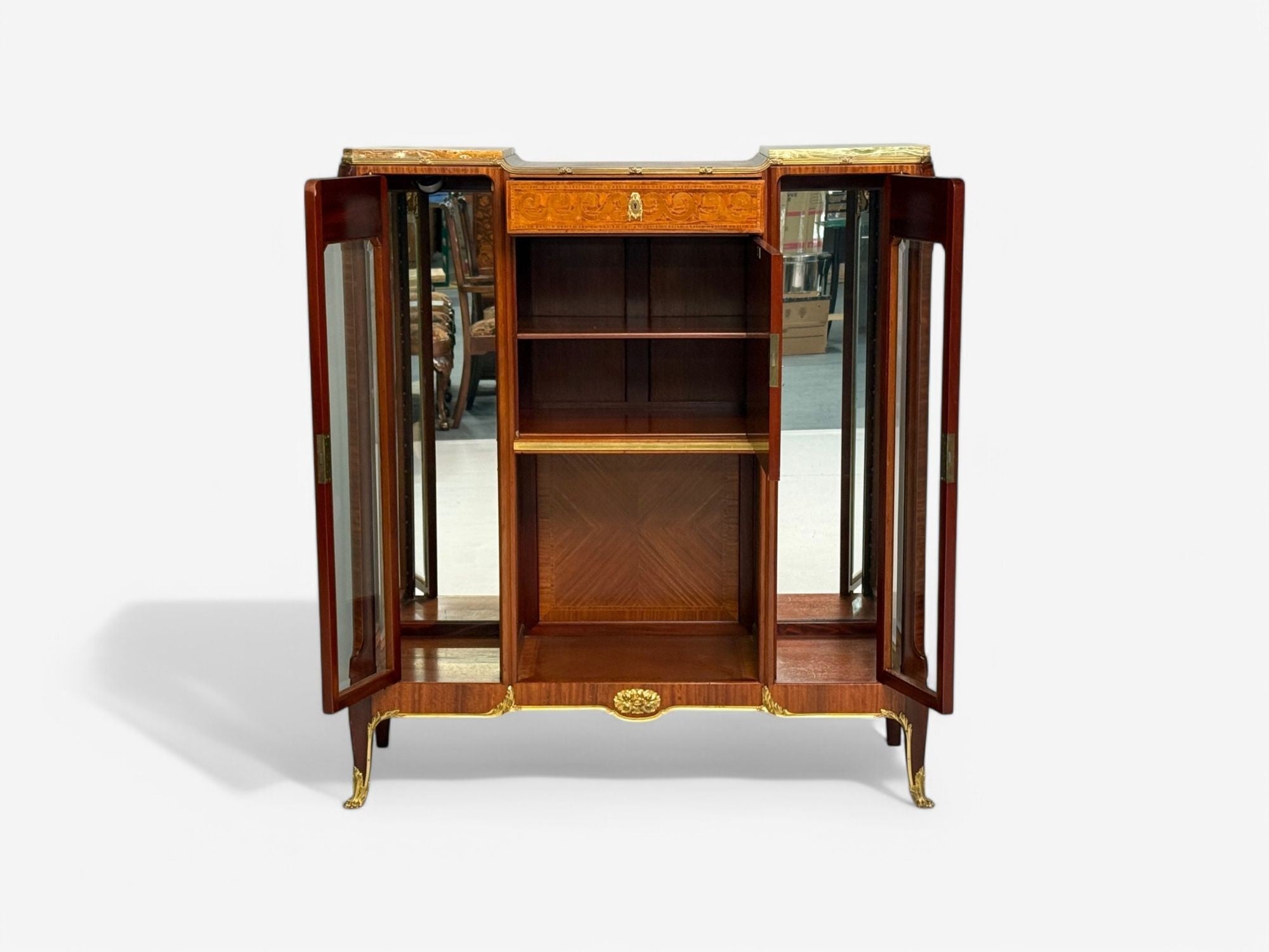 Haentges Frères, Louis XVI, Marquetry, Bronze, Vitrine Cabinets, Paris, 19th C.