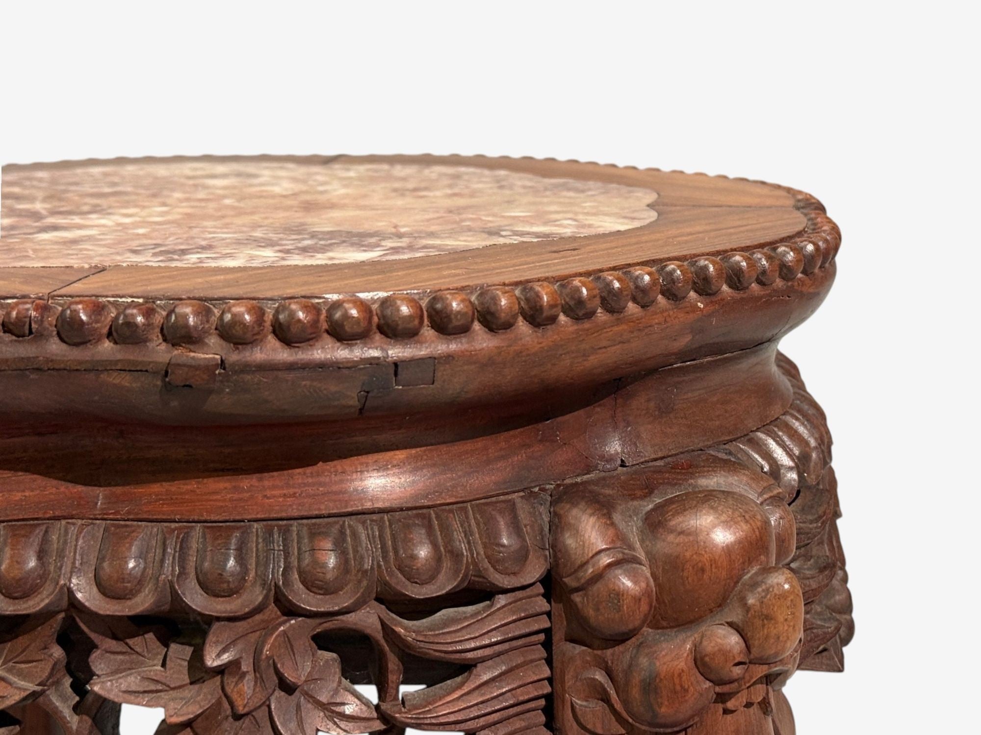 Chinese Export, Low Occasional Tables, Hardwood, Marble, China, 19th c.