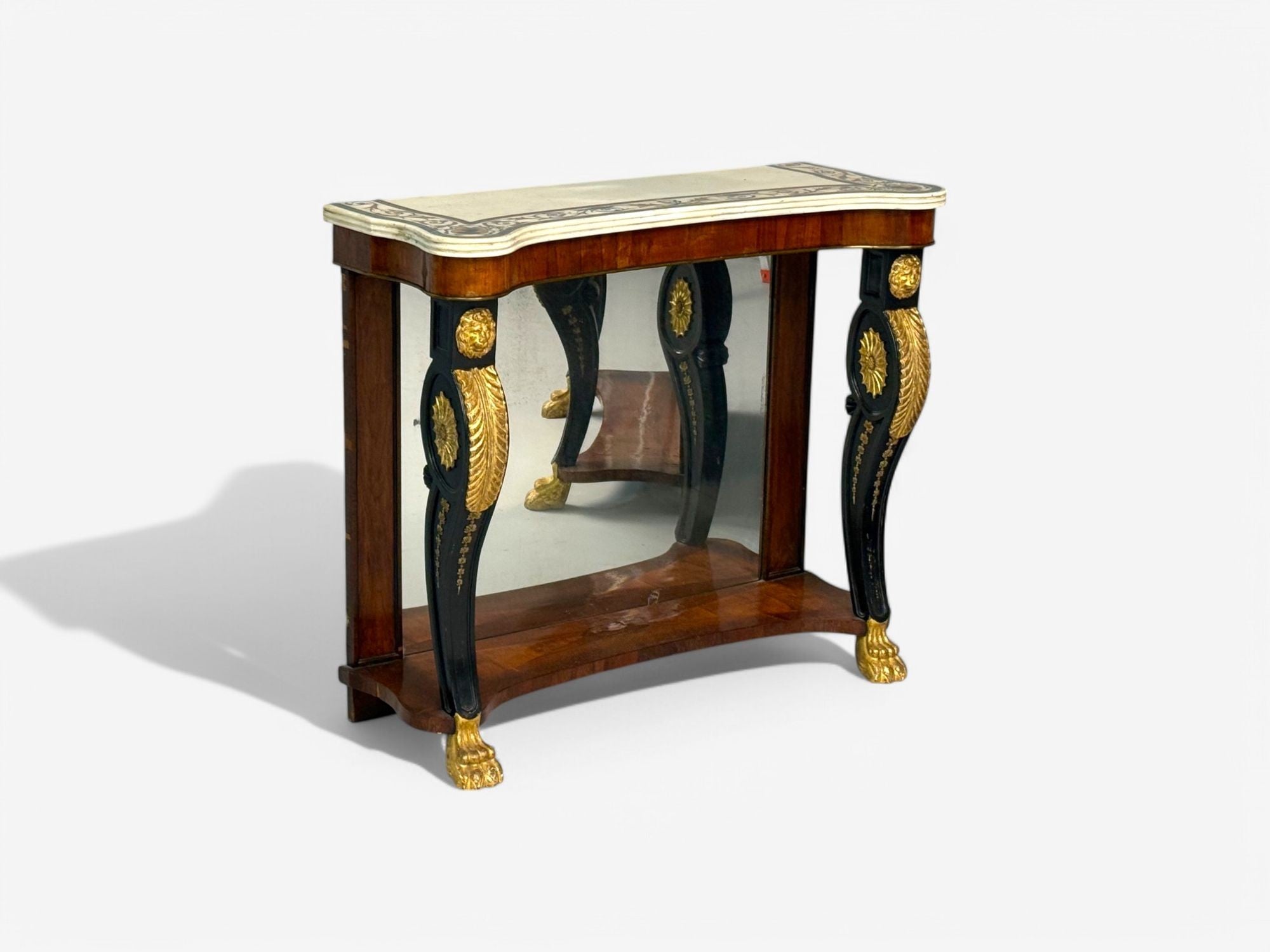 Pietto Bossi attr, Scagliola Marble, Giltwood, Mirrored Consoles, Italy, 18th c