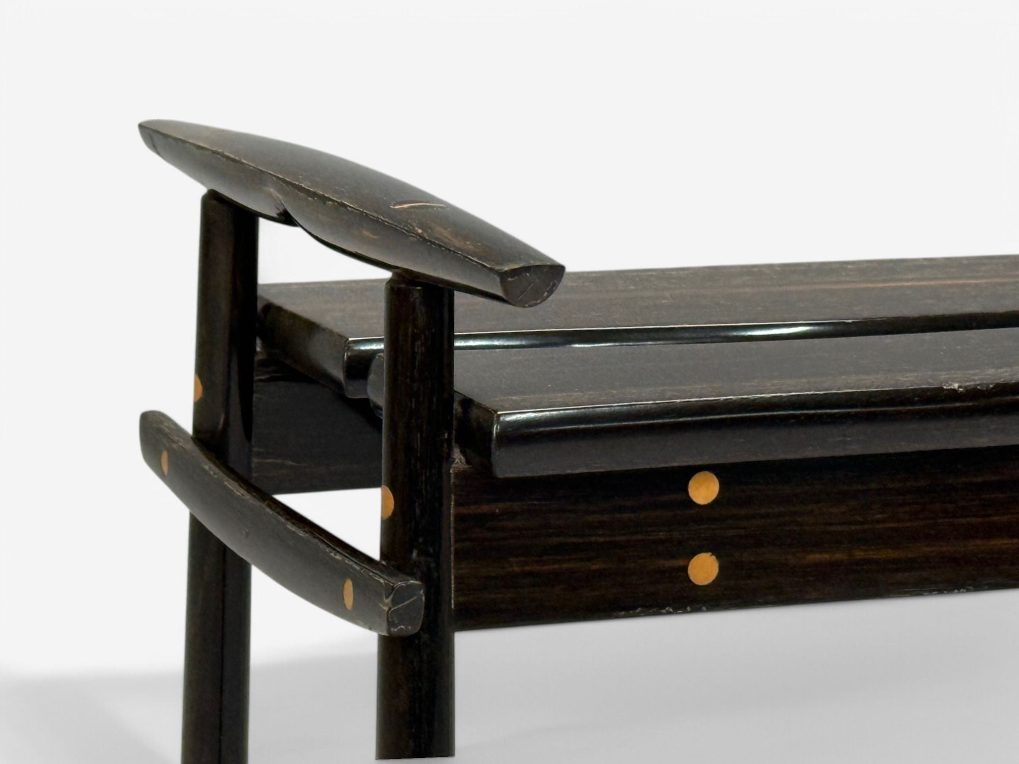 David Ebner, American Studio Craft, Ebony Wood, Rare Torii Side Table, USA, 1984