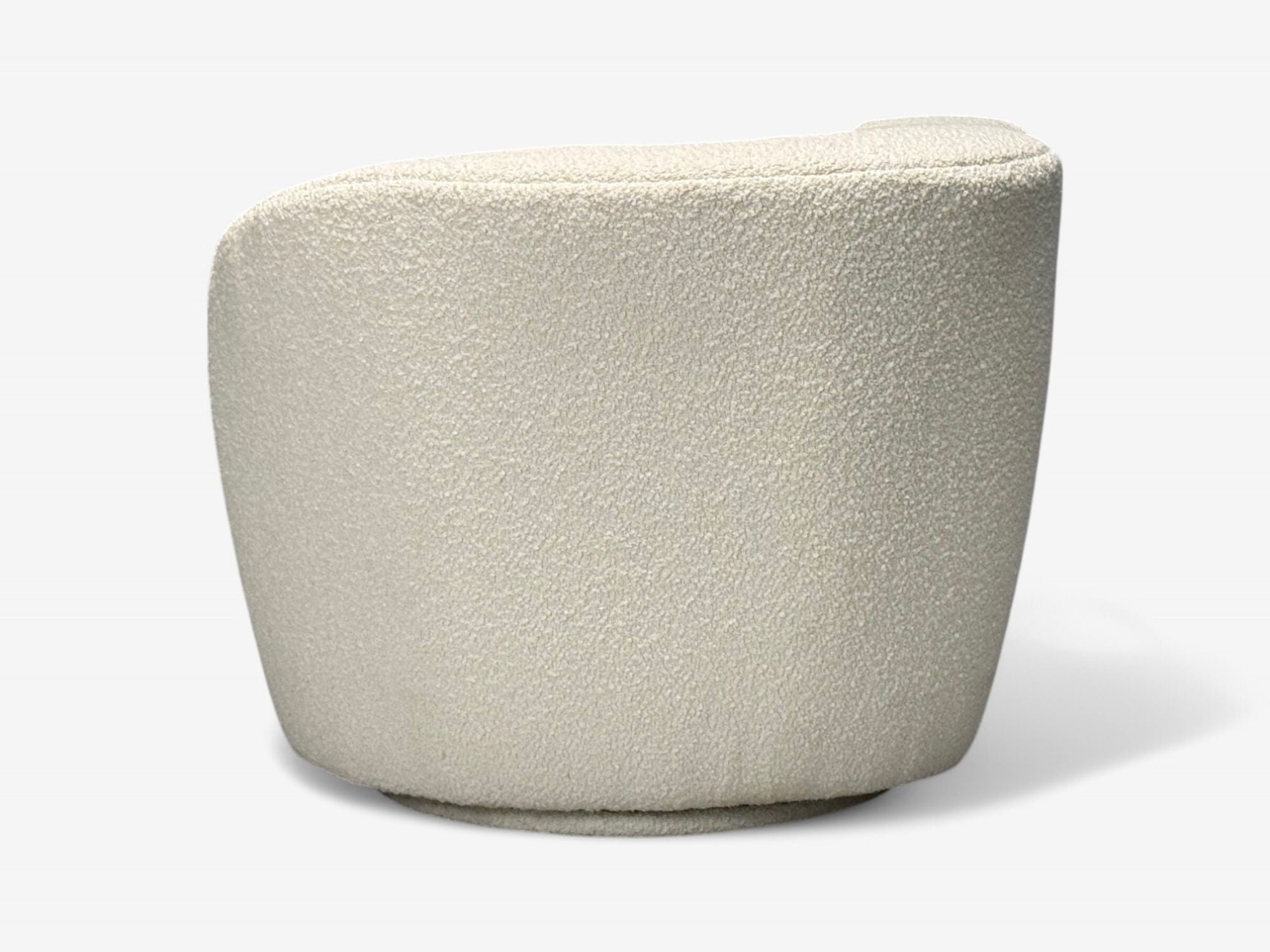 American Mid-Century Modern, White Bouclé, Nautilus Swivel Chairs, USA, 1970s