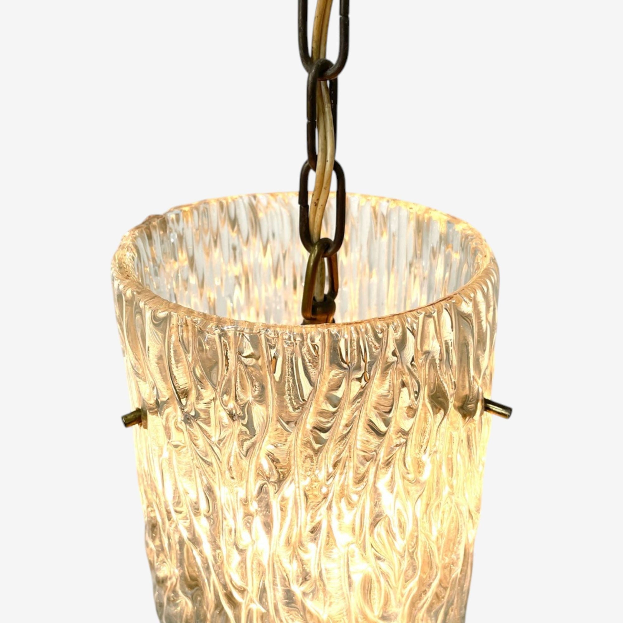 Carl Fagerlund, Swedish Modern, Textured Glass, Pendant Light, Sweden, 1940s