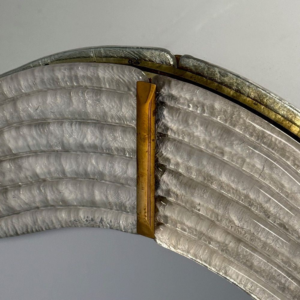 Modern Wavy Wall Mirror, Murano Glass, Silver Leaf, Brass, Italy, 21st C.