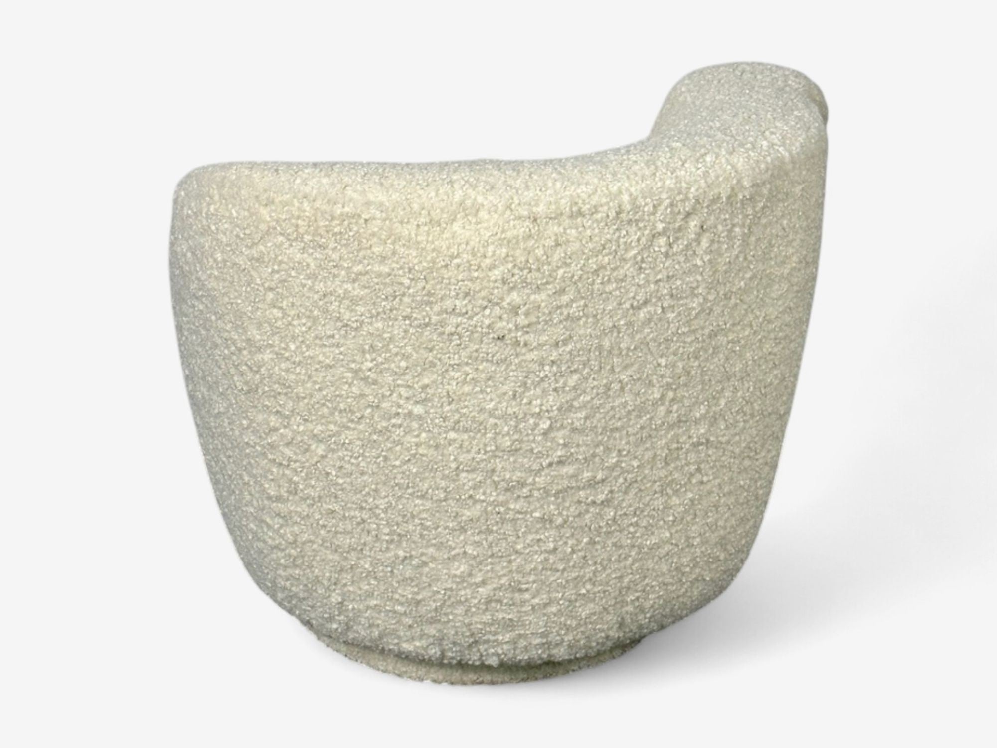 Vladimir Kagan Style, White Boucle, Nautilus Style Swivel Chairs, USA, 1970s
