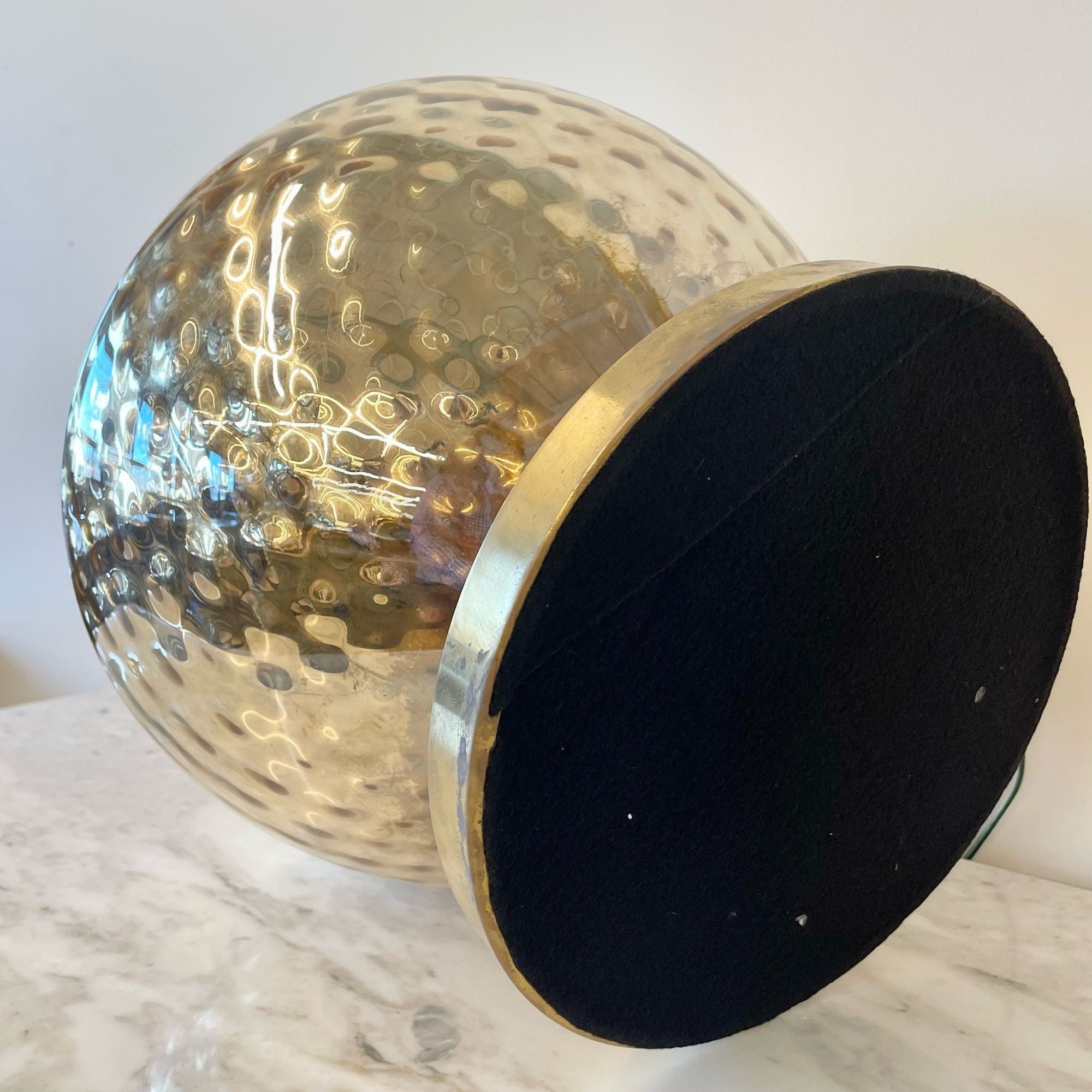 Single Large Mid-Century Modern Table Lamp, Mercury Glass, Brass, Jar, Urn Shape