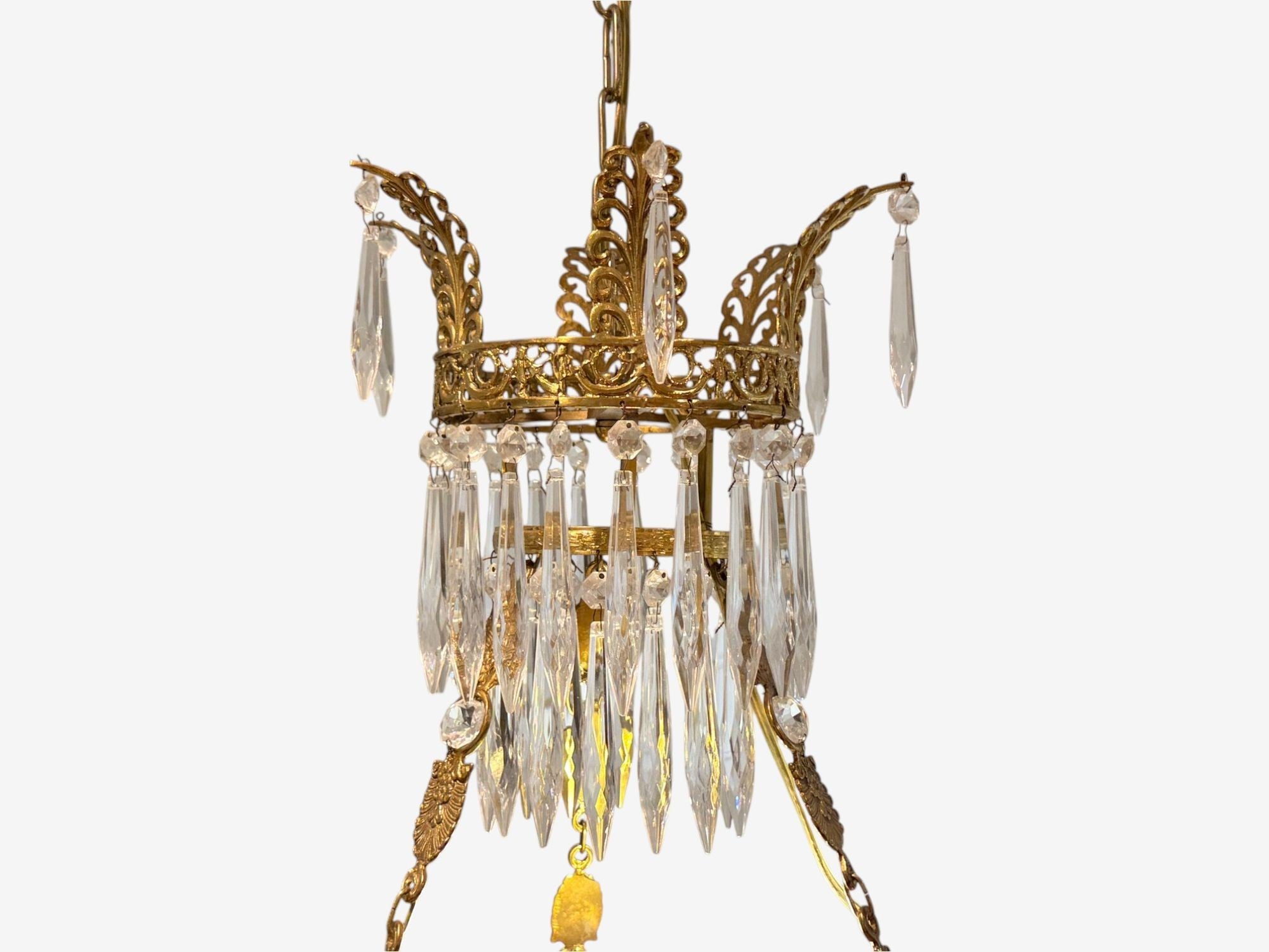 Russian Neoclassical, Bronze, Crystal, Chandelier, Italy, 1950s