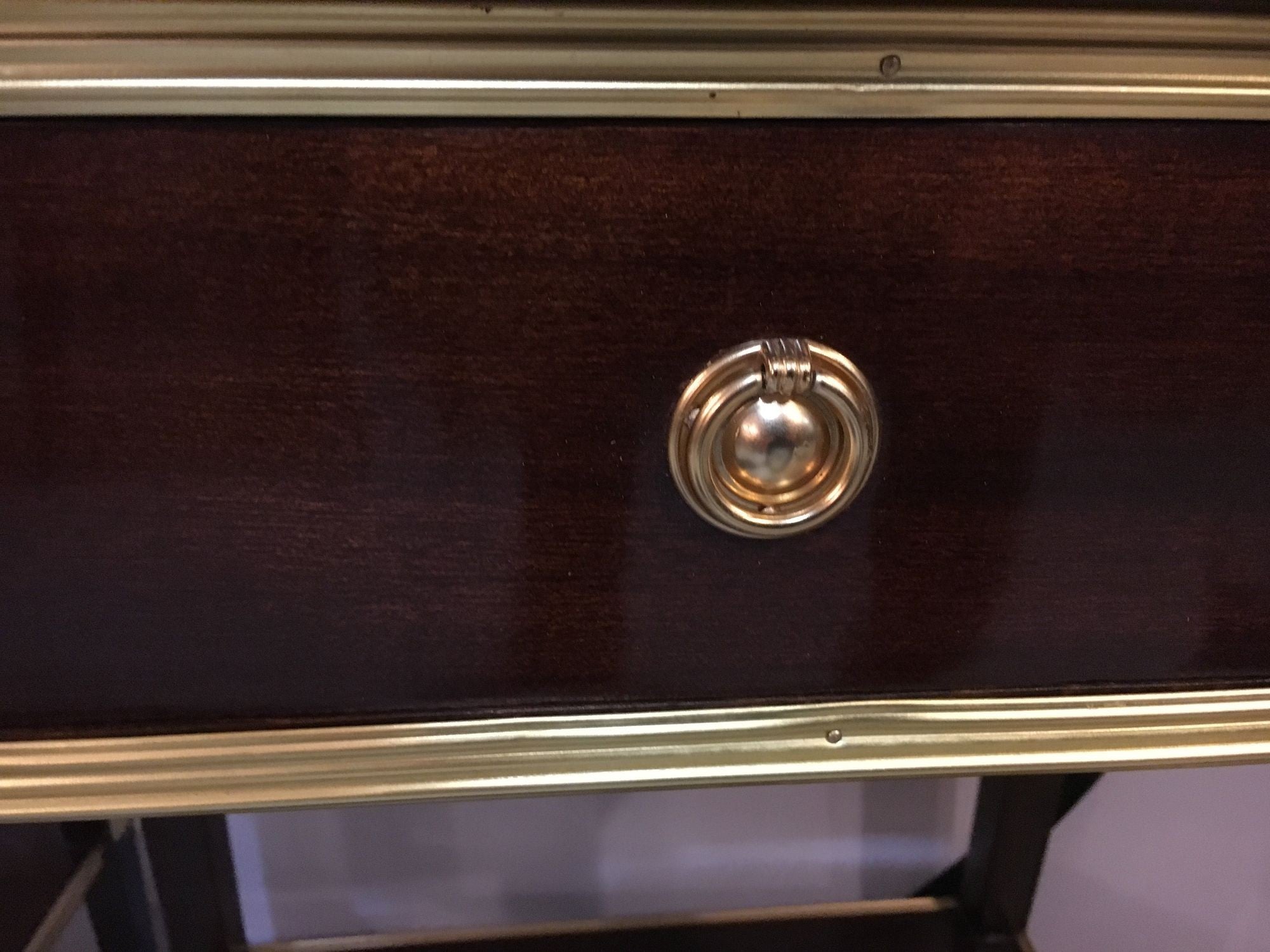 Pair of One Drawer Neoclassical Style Bronze-Mounted Mahogany End / Side Tables