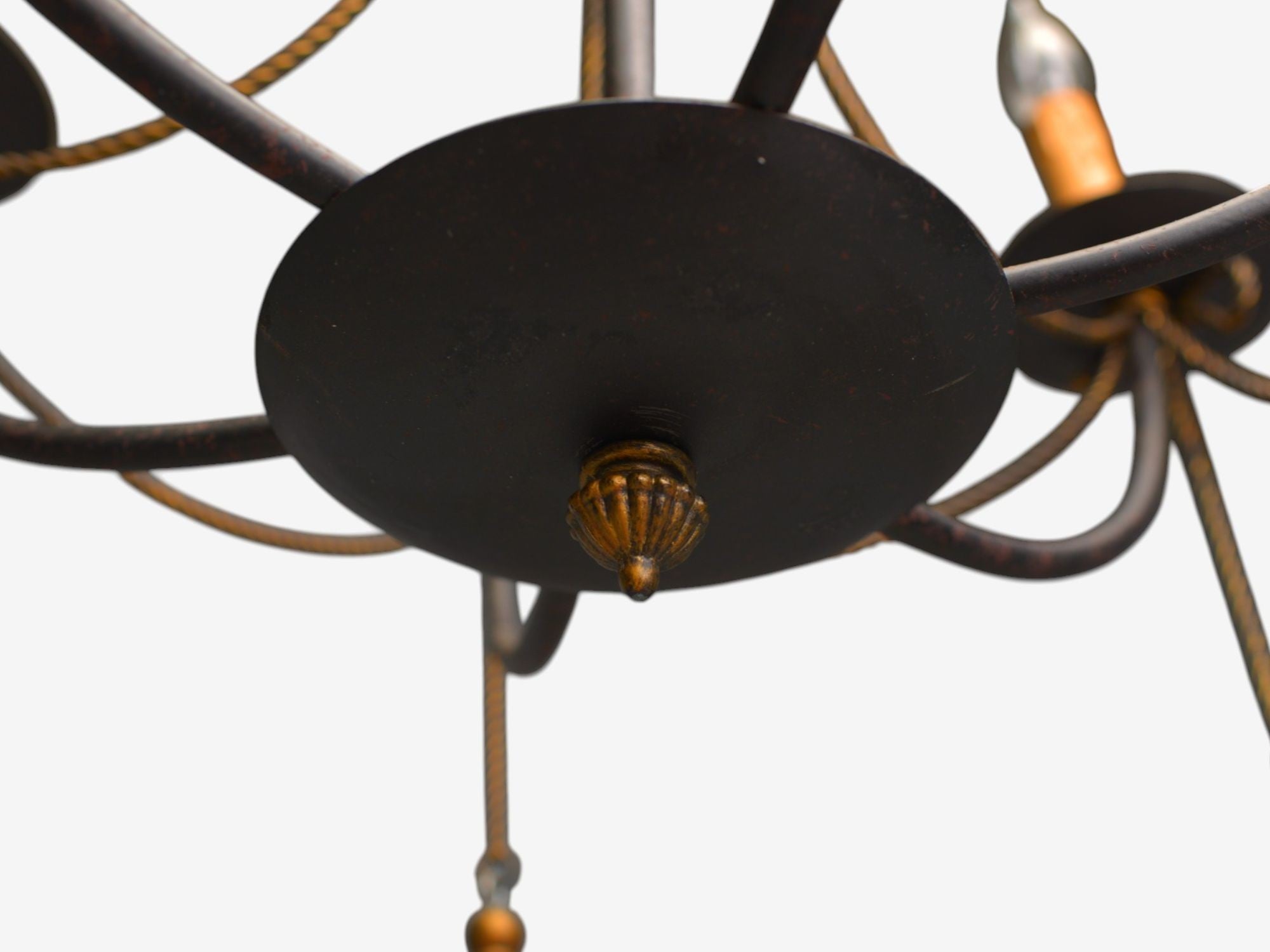 Hollywood Regency Style, Metal, Brass, Tassel Motif Chandelier, USA, 1960s