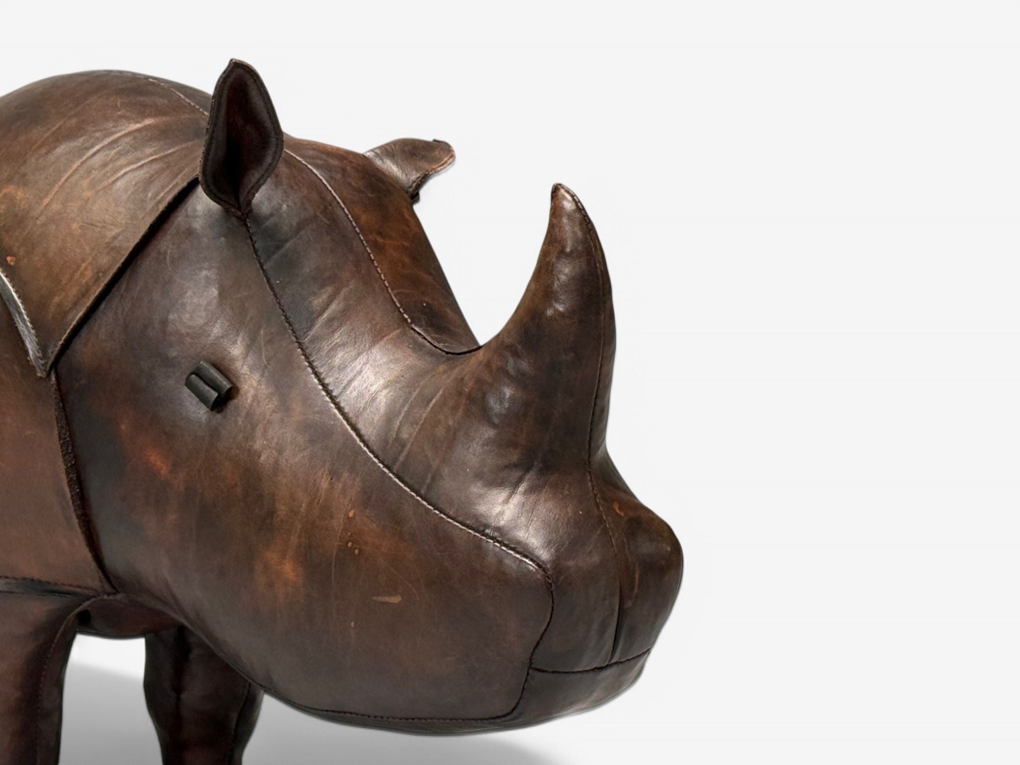 Abercrombie & Fitch, Dimitri Omersa, Distressed Leather, Rhino Footstools, 1950s