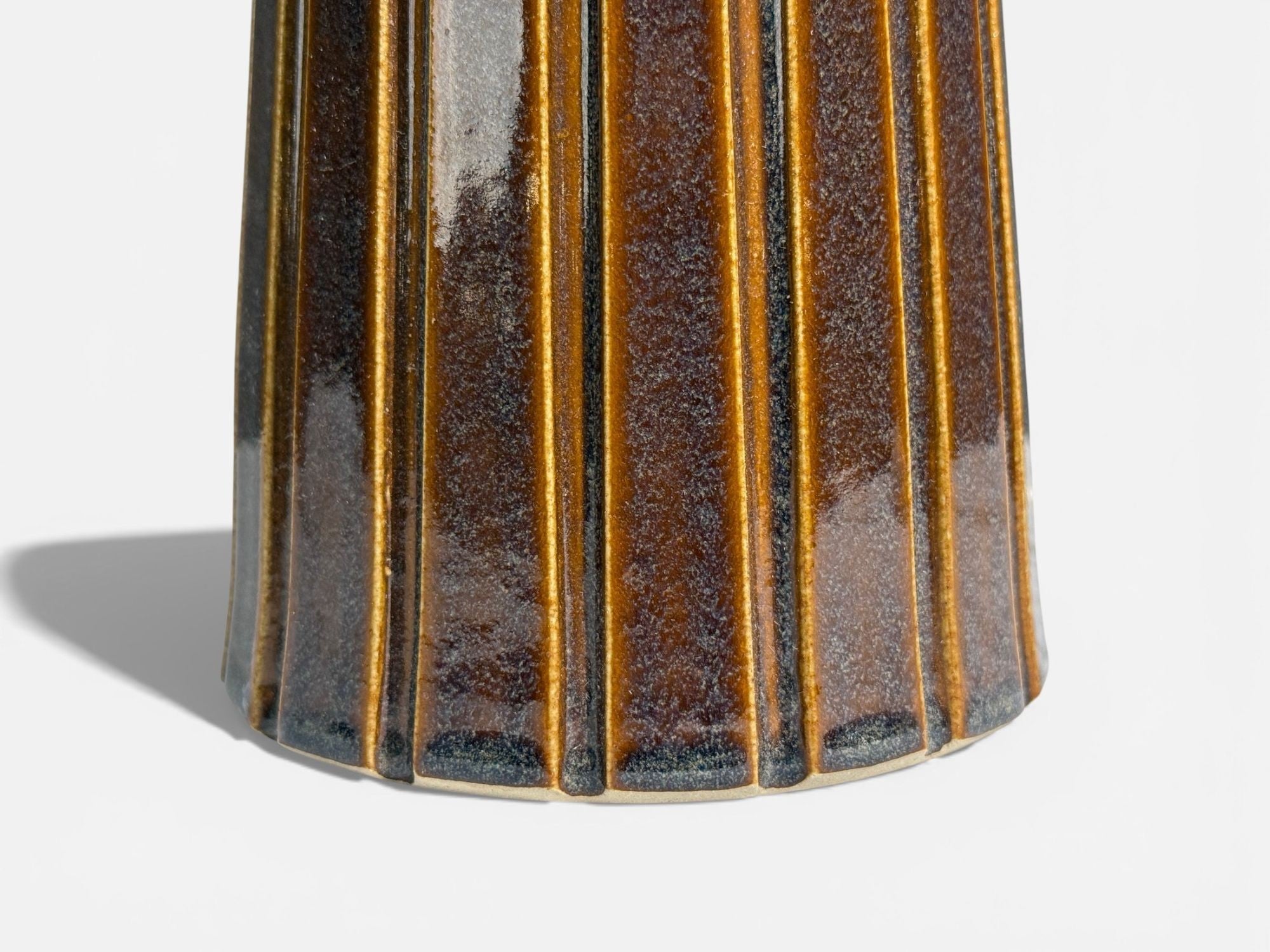 Bruno Karlsson, Large Table Lamp, Brown Stoneware, Sweden, 1960s