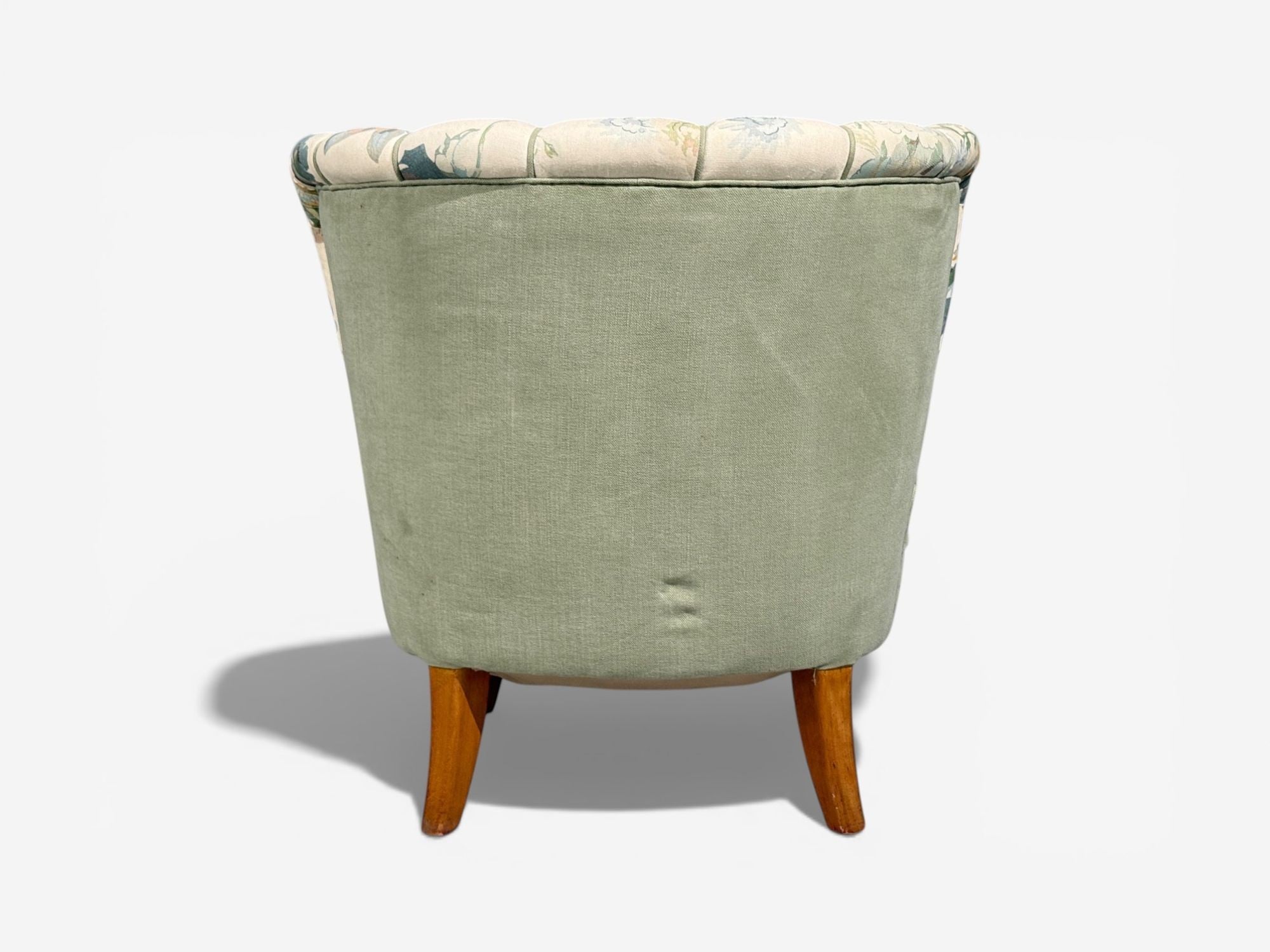 Swedish Modern, Lounge Chair, Floral Fabric, Beech, Sweden, 1950s