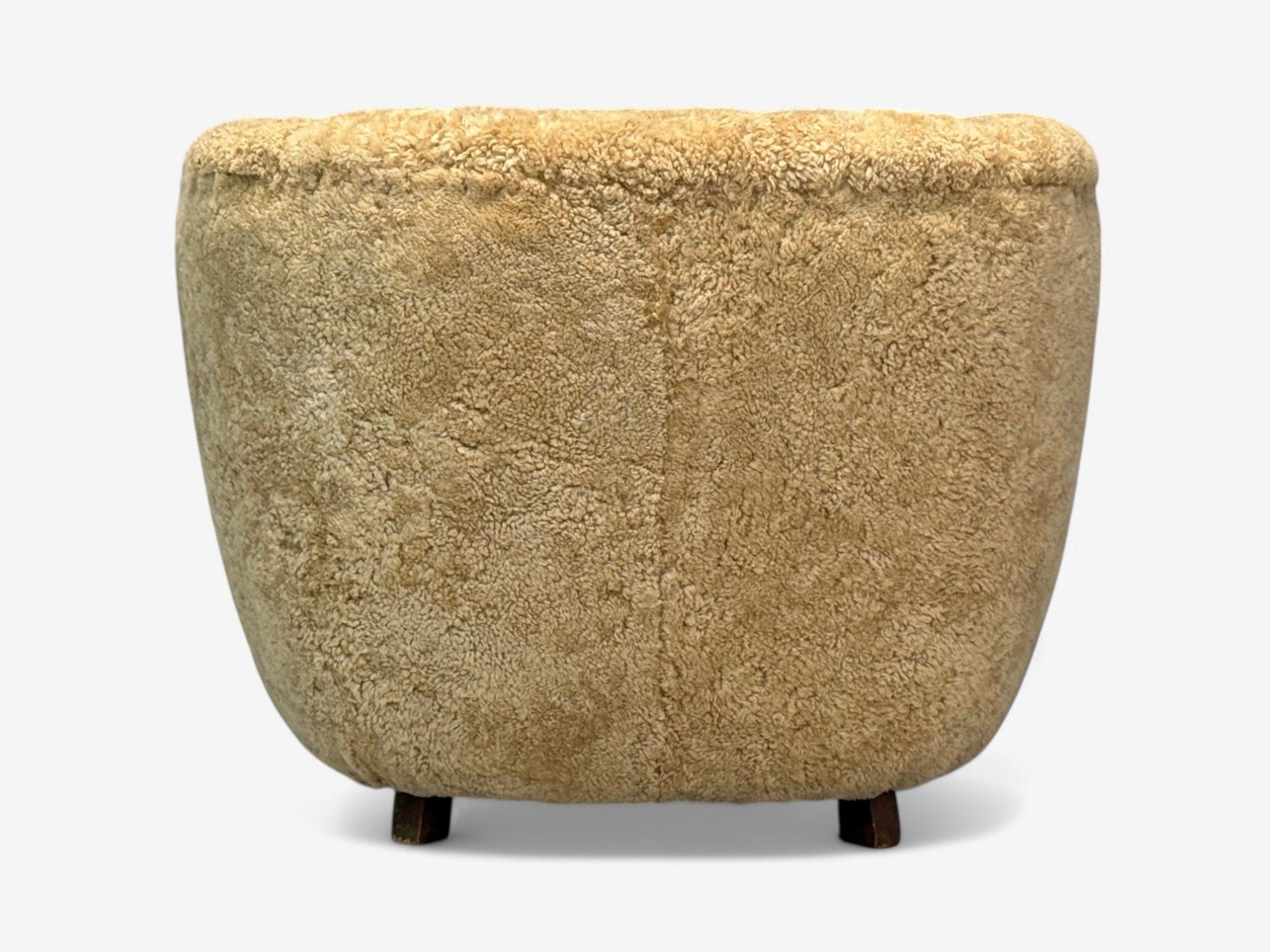 Danish Modern, Beech, Honey Sheepskin, Banana Style Tub Chair, Denmark, 1930s