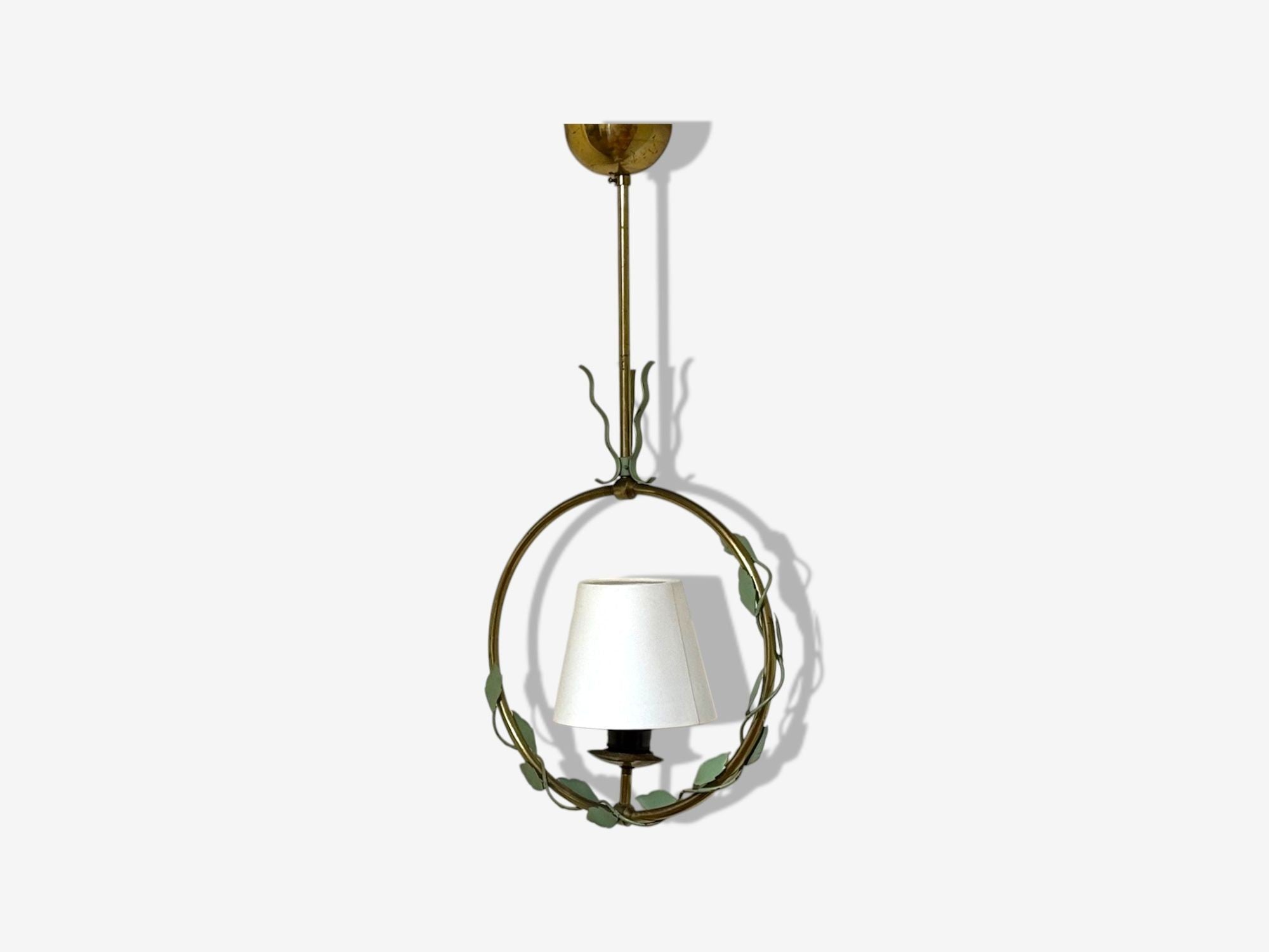 Nybro Armaturfabrik, Swedish Modern, Brass, Metal, Pendant Light, Sweden, 1950s