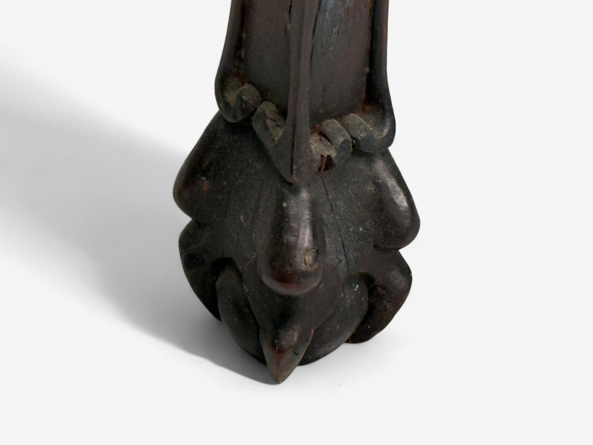 Chinese Export, Carved Hardwood Table, Marble, Low Pedestal, China, 1930s