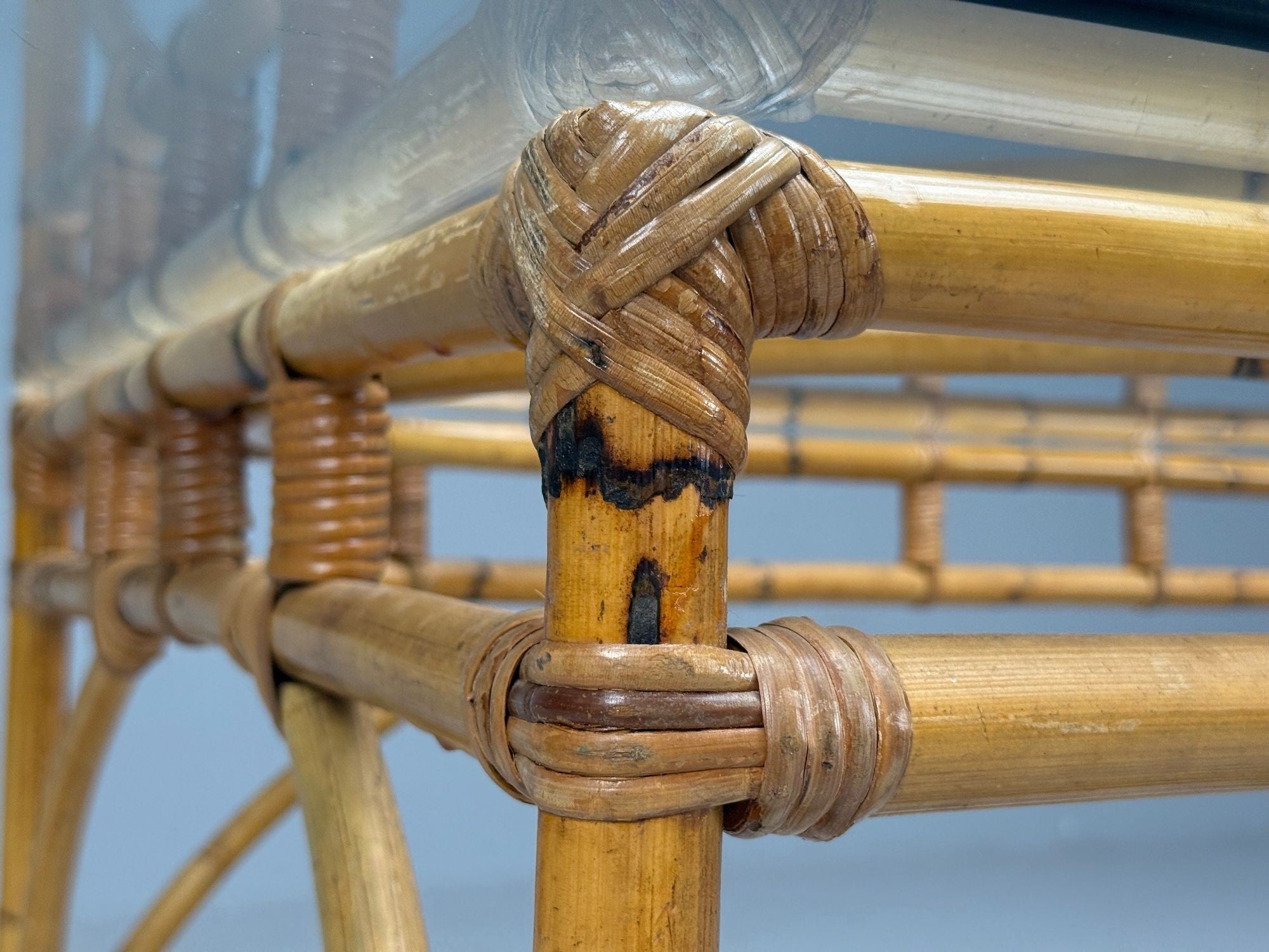 Dal Vera, Italian Modern, Bamboo, Cane, Glass, Dining Table, Italy, 1950s