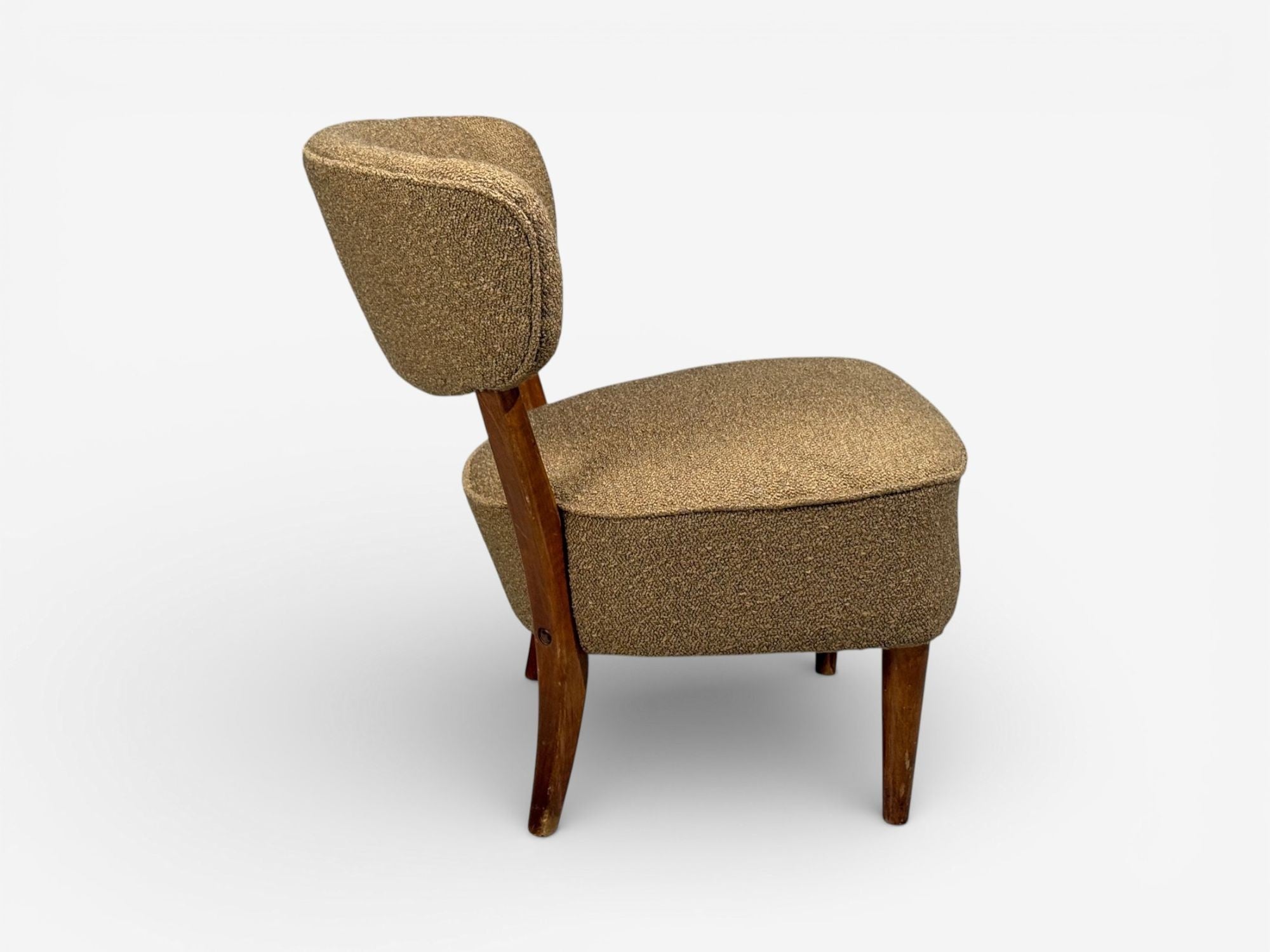 Lisa Johansson-Pape, Lounge Chairs, Brown Boucle, Wood, Finland, 1940s