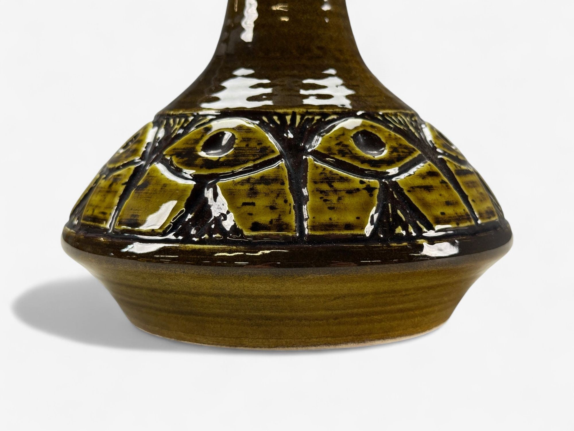 Arne Finne Nielsen, Olive Green Stoneware, Table Lamp, Denmark, 1960s