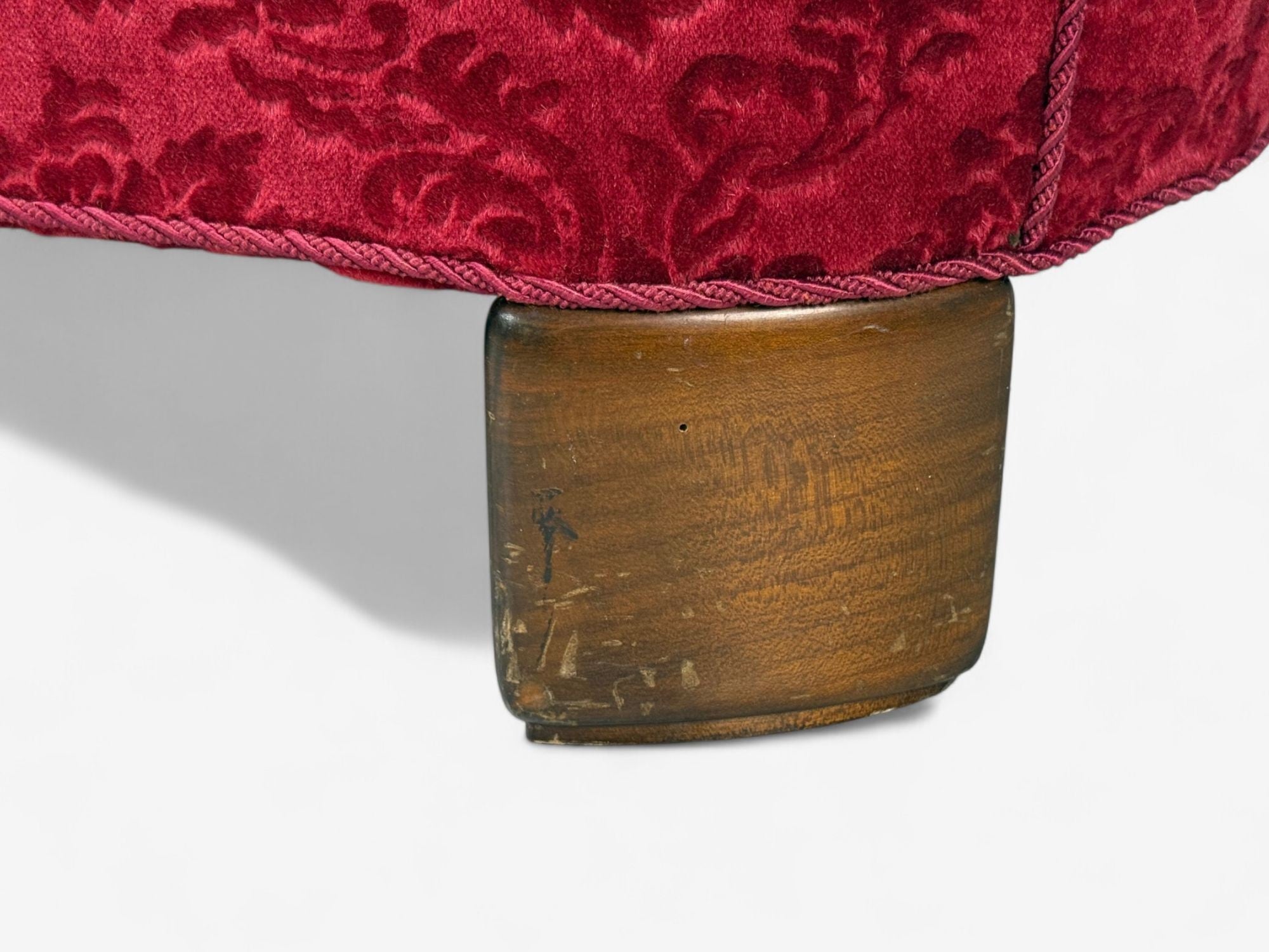 Danish Cabinetmaker, Oak, Fabric, Curved Banana Sofa, Denmark, 1960s