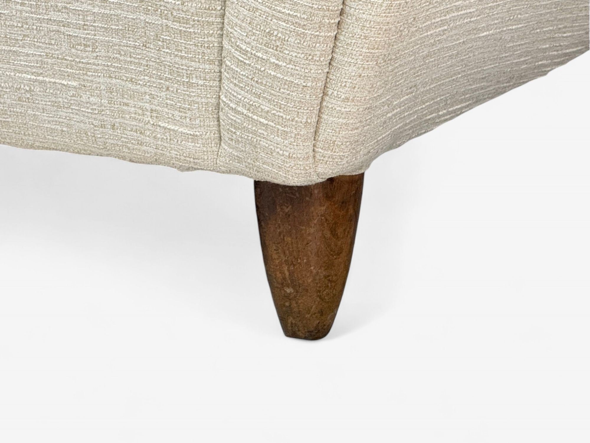 Italian Modern, Stained Wood, Beige Tweed Fabric, Club Chairs, Italy, 1940s