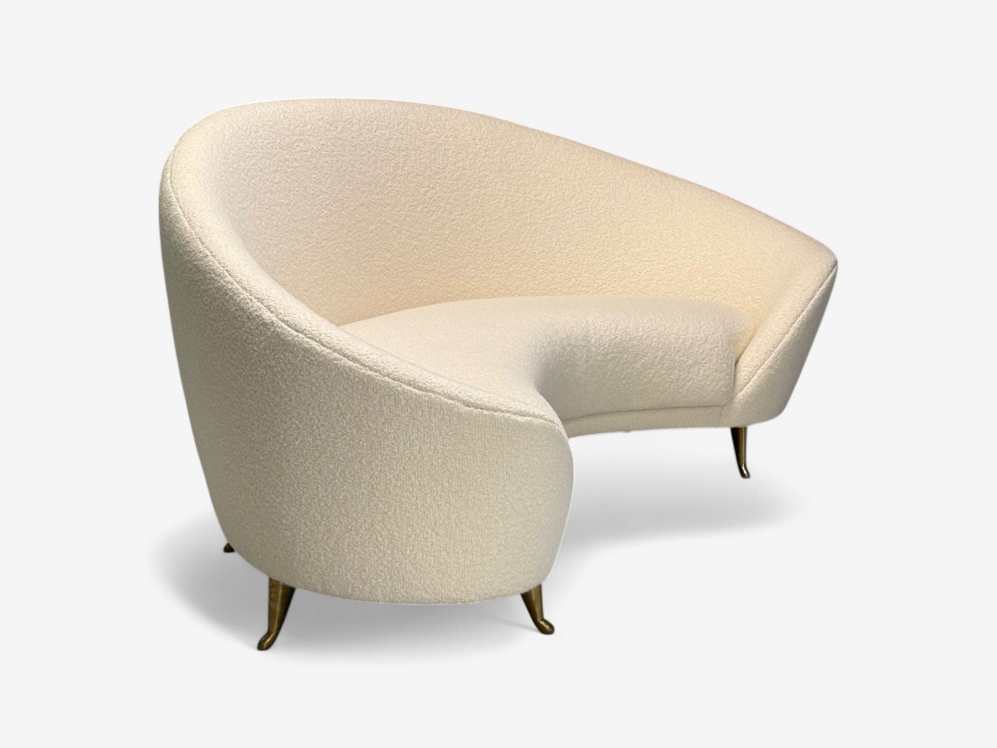 Federico Munari, Italian Modern, White Boucle, Bronze, Italy, 1950s