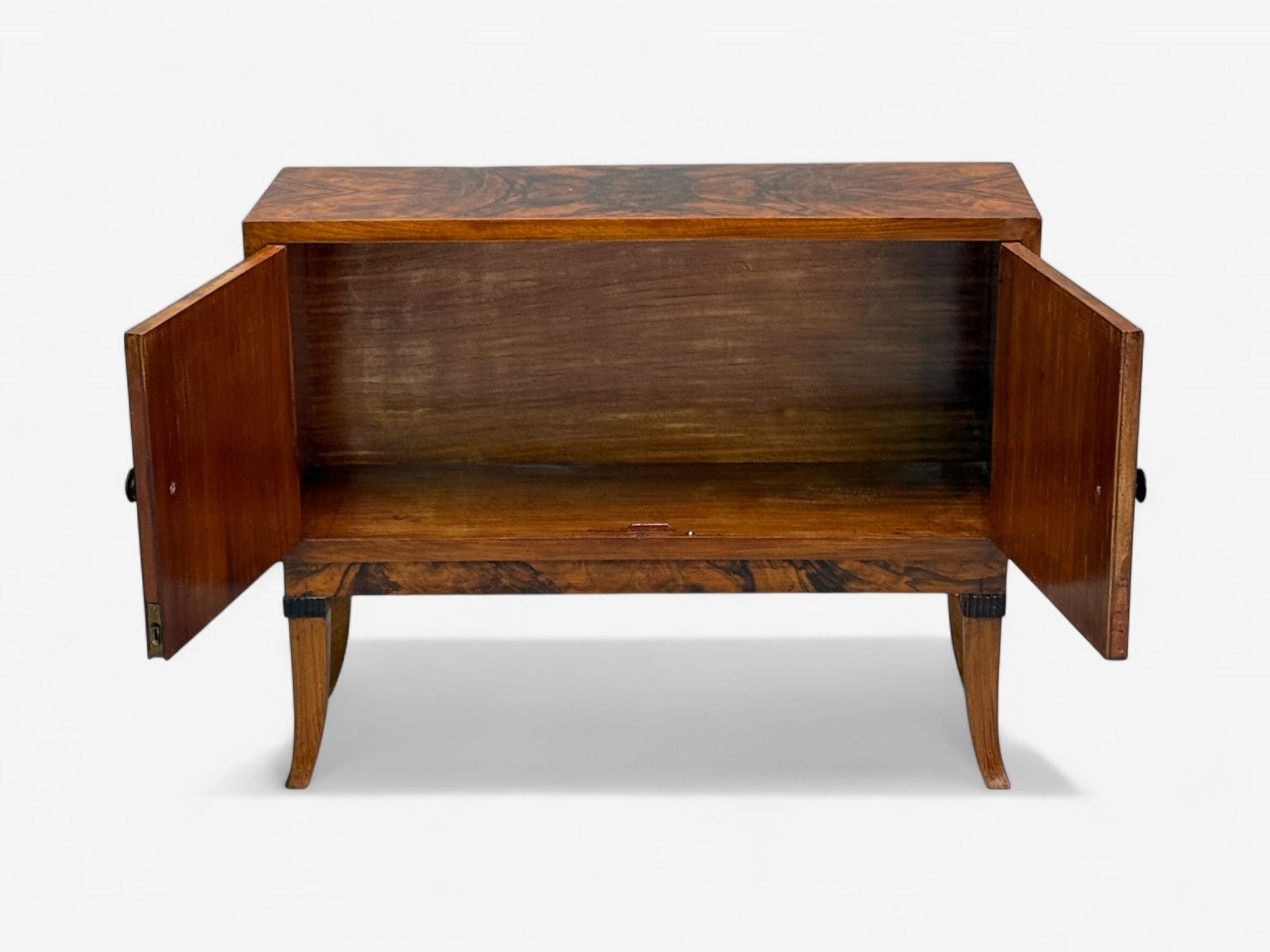Emilio Lancia attr., Italian Modern, Walnut Root, Brass, Commode, Italy, 1930s
