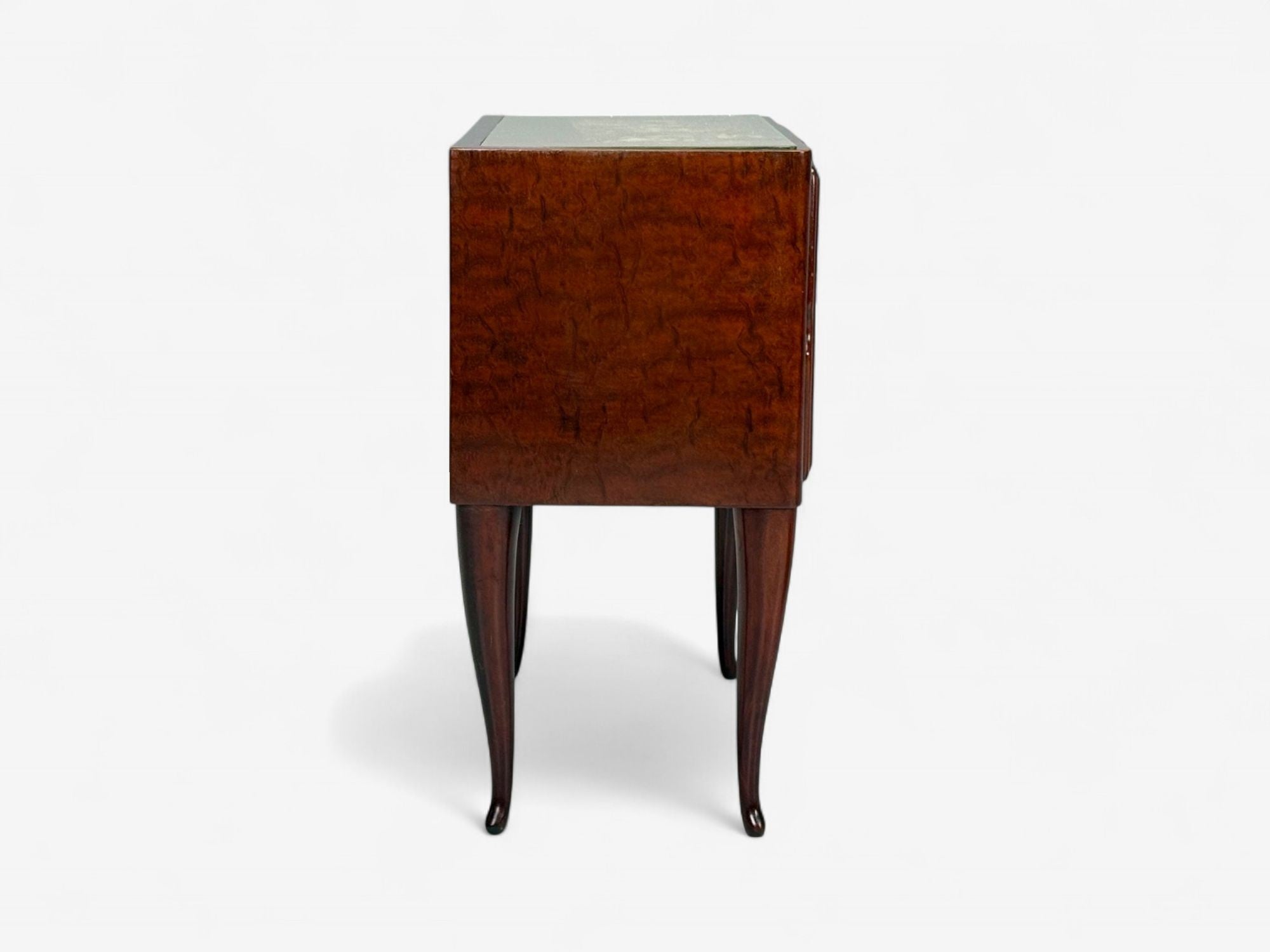 Osvaldo Borsani attr., Exotic Wood, Glass, Brass, Nightstands, Italy, 1960s