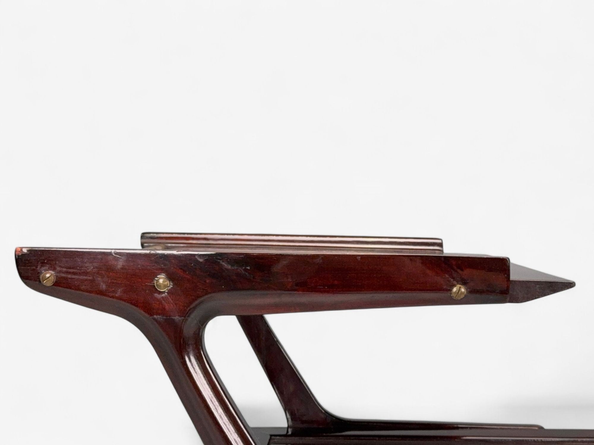Ico Parisi Style, Italian Modern, Wood, Brass, Glass, Bar Cart, Italy, 1950s