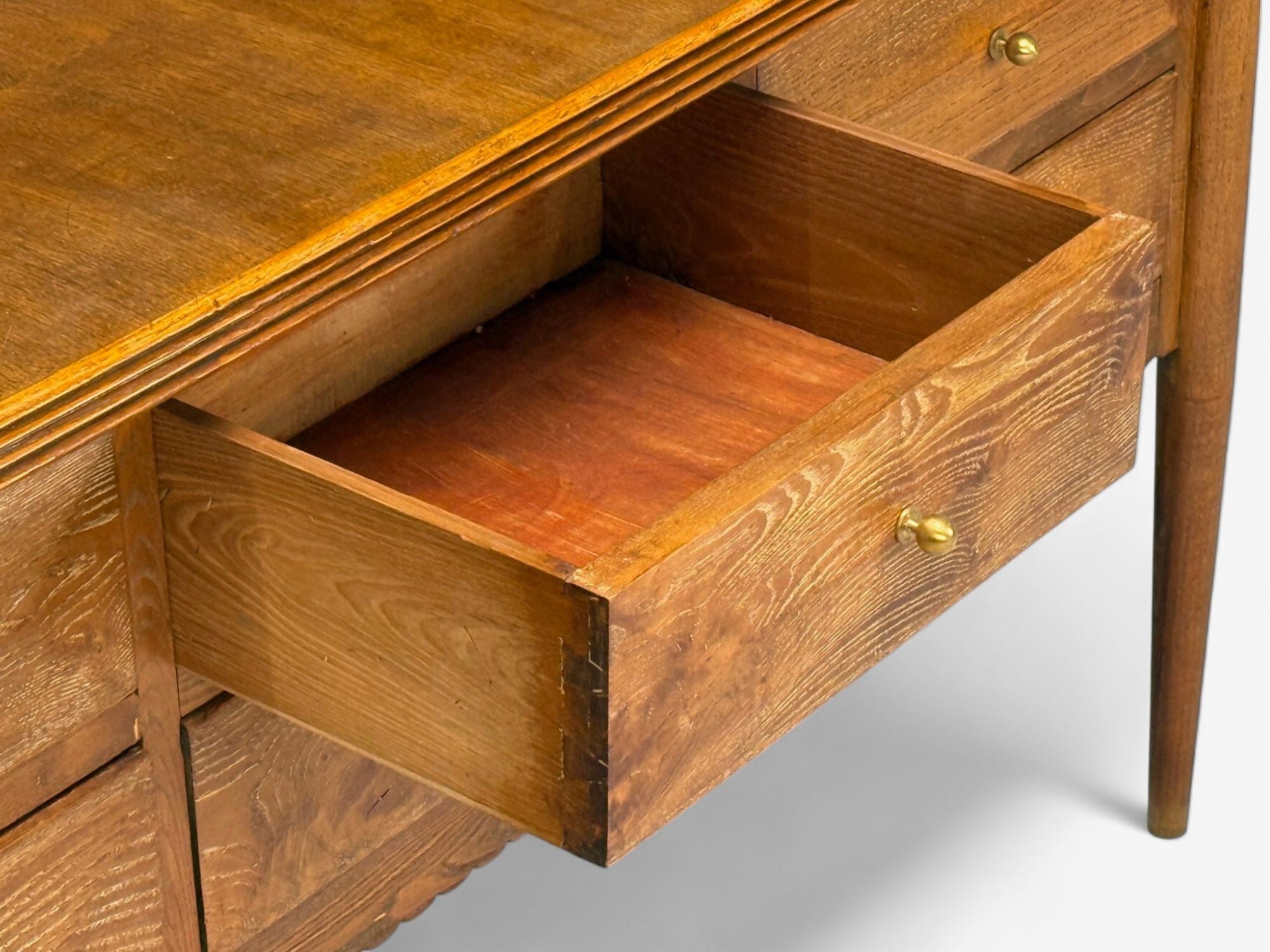 Paolo Buffa attr., Italian Modern, Oak, Brass, Sideboard, Italy, 1950s