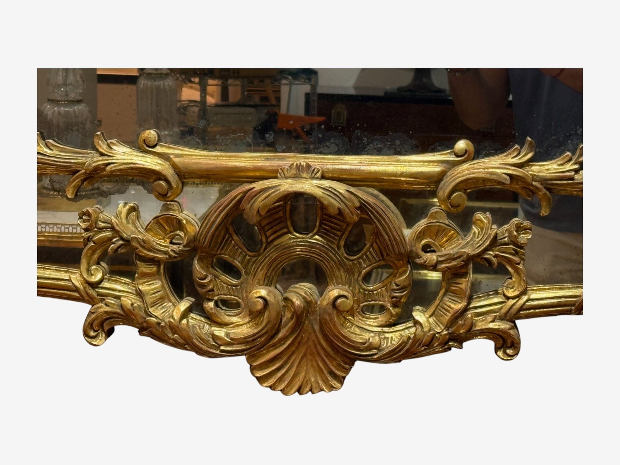 George III Style, Giltwood, Silvered Mirror, Monumental Wall Mirrors, England, 1950s