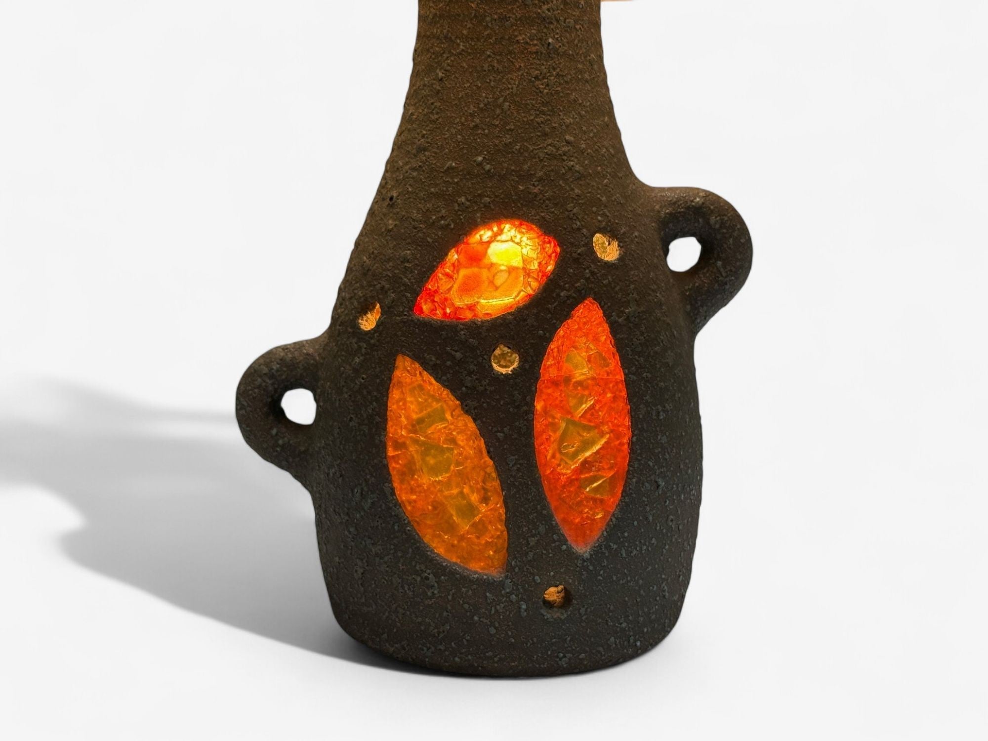 Accolay, Ceramic, Stained Glass, Spun Resin, Table Lamp, France, 1960s