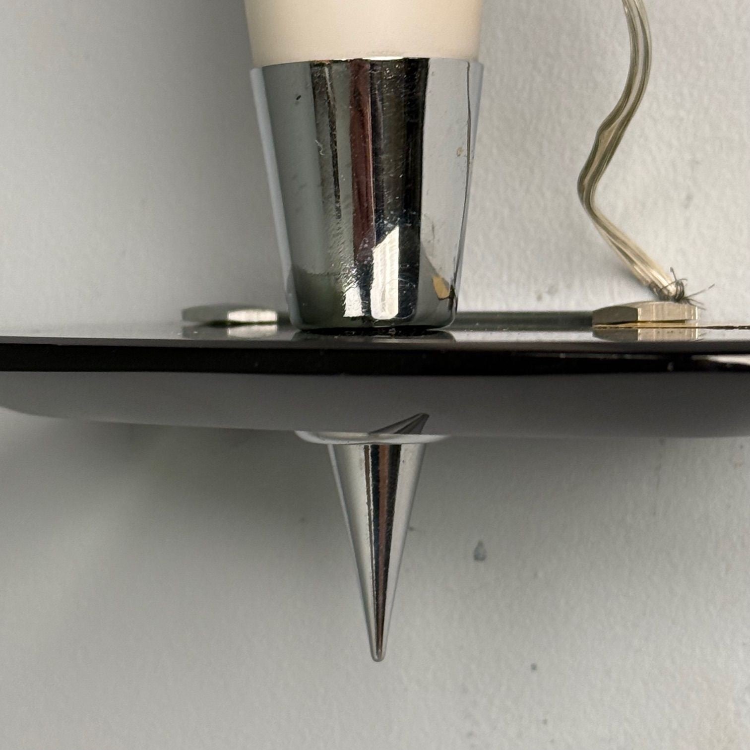 Fontana Arte Attr., Italian Mid-Century Modern, Wall Sconces, Chrome, Glass