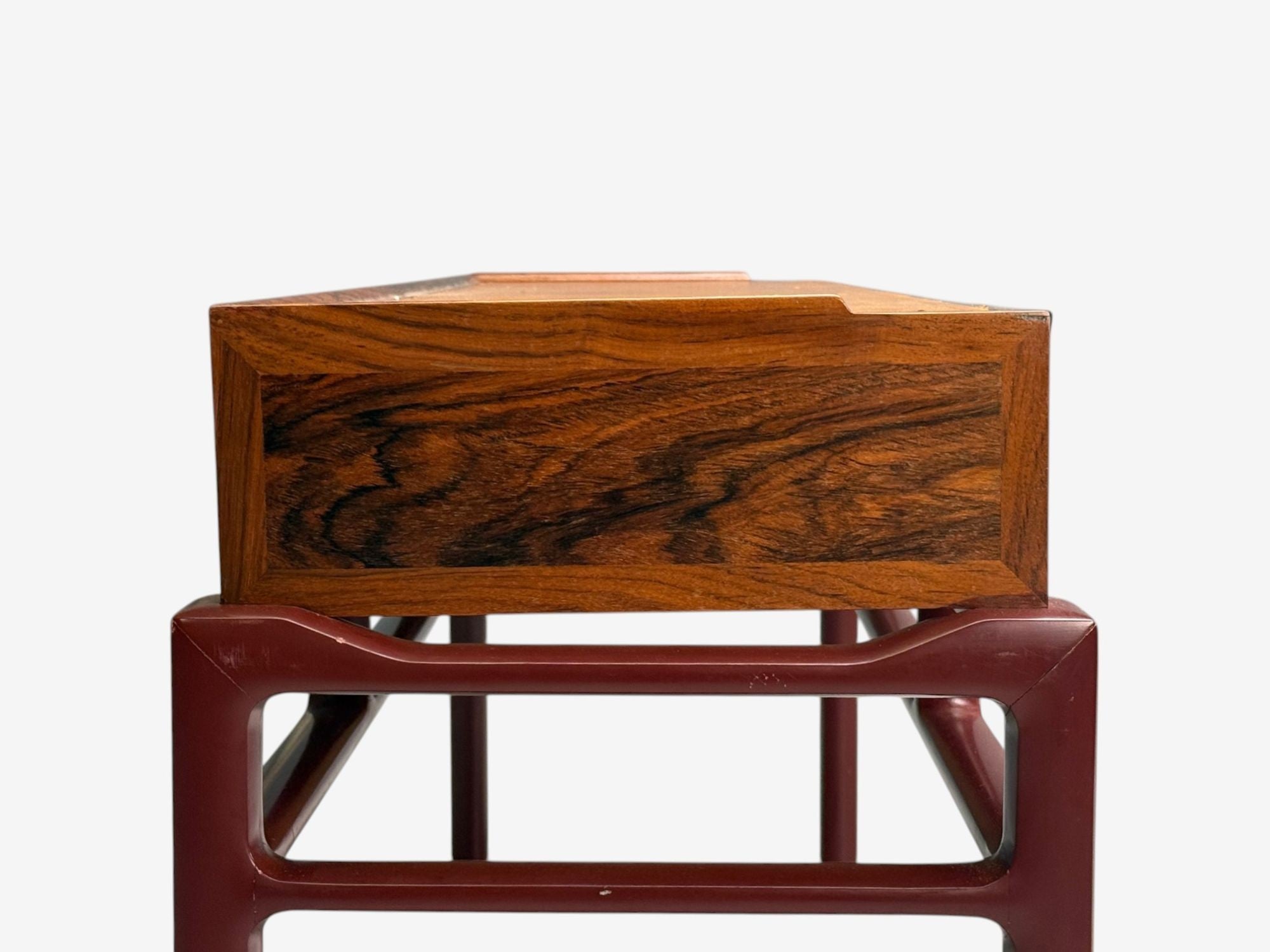 Frits Henningsen attr., Rosewood, Leather, Brass, Console Table, Denmark, 1950s