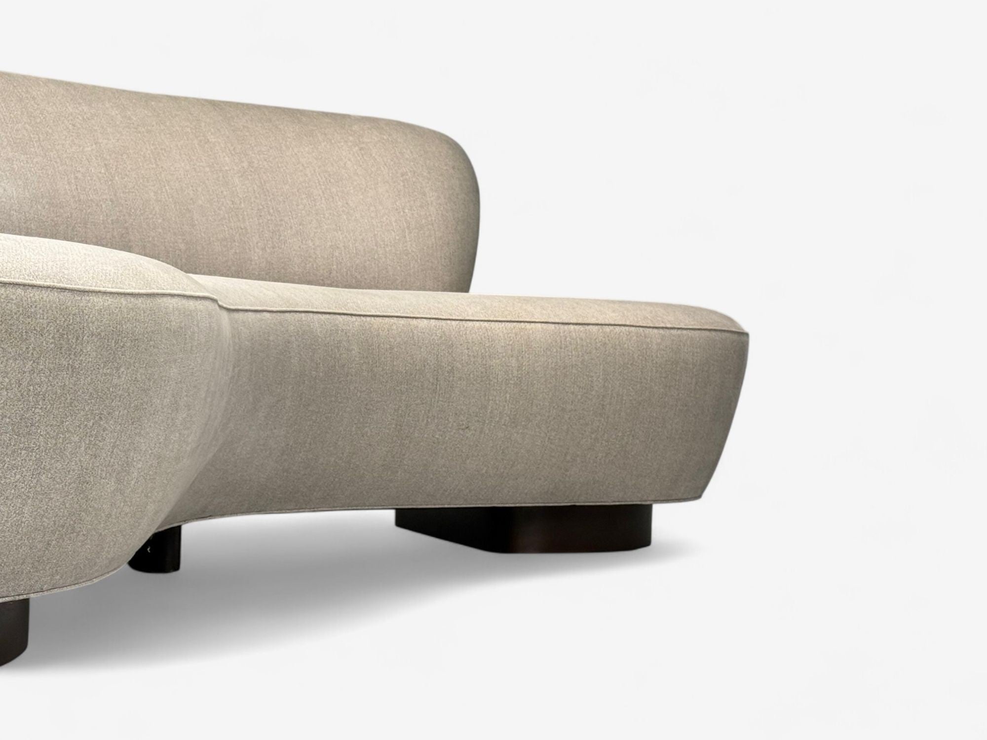 Vladimir Kagan, Walnut, Fabric, Monumental Serpentine Sofa, USA, 2000s