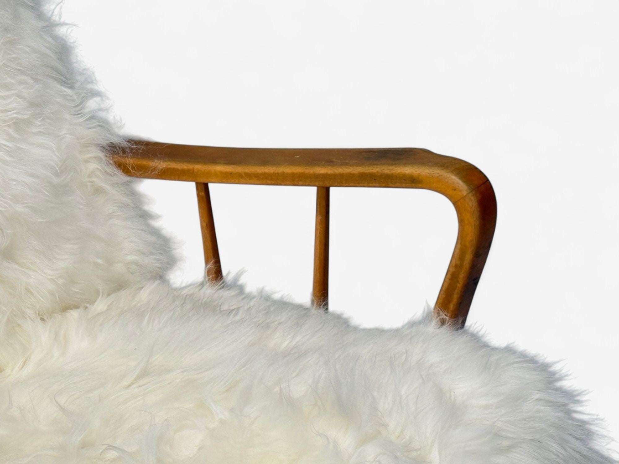 Danish Modern, Beech, Mongolian Fur, Lounge Chair, Denmark, 1950s