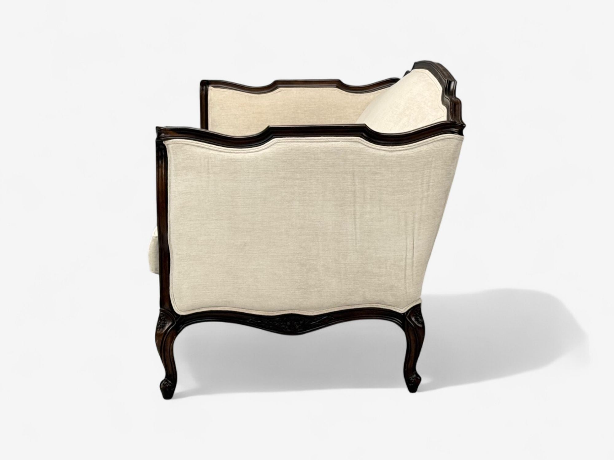 Louis XV Style, Mahogany, Beige Fabric, Sofa, France, 20th C.