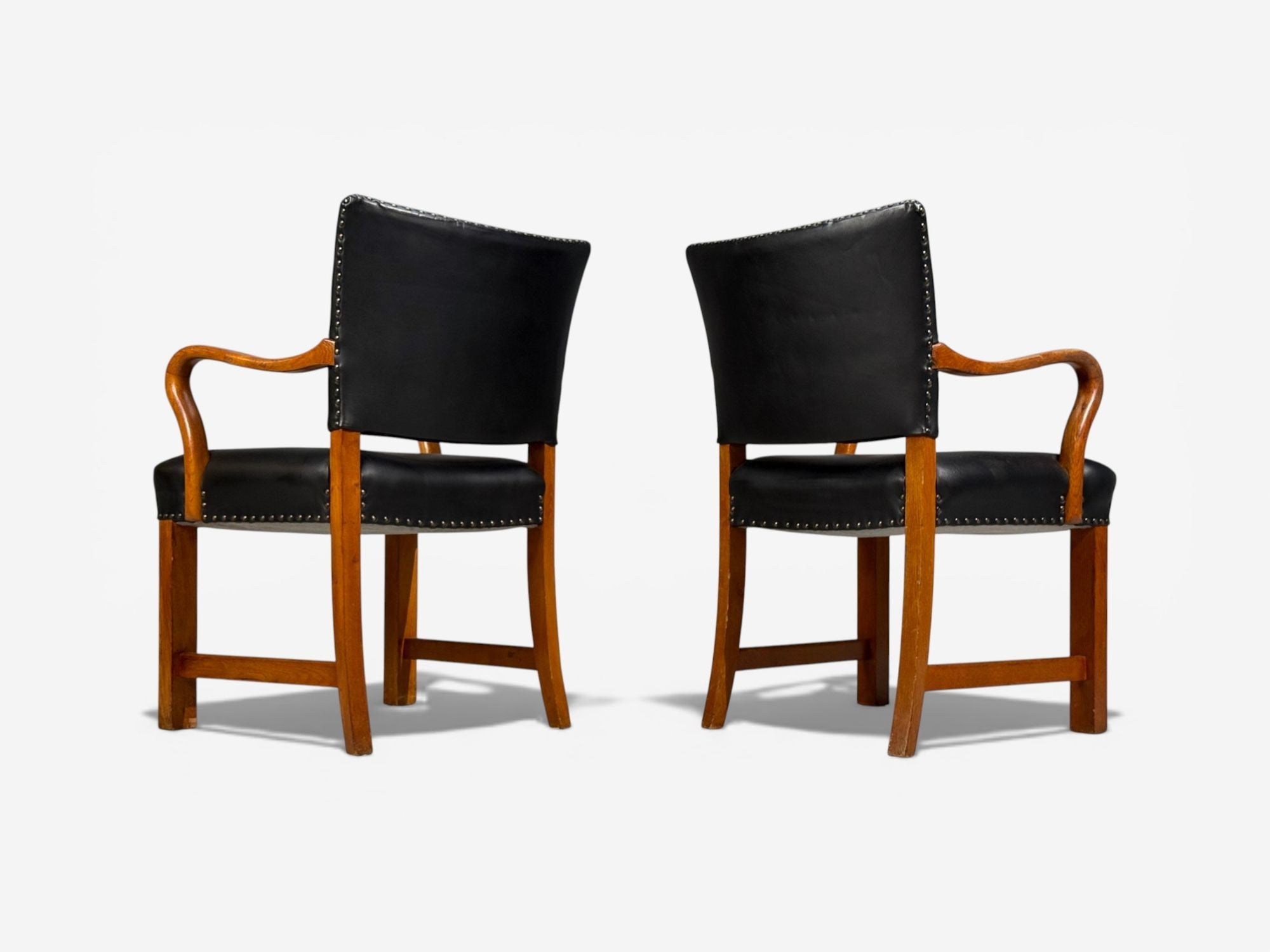 Danish Modern, Armchairs, Black Leather, Bentwood, Denmark, 1960s