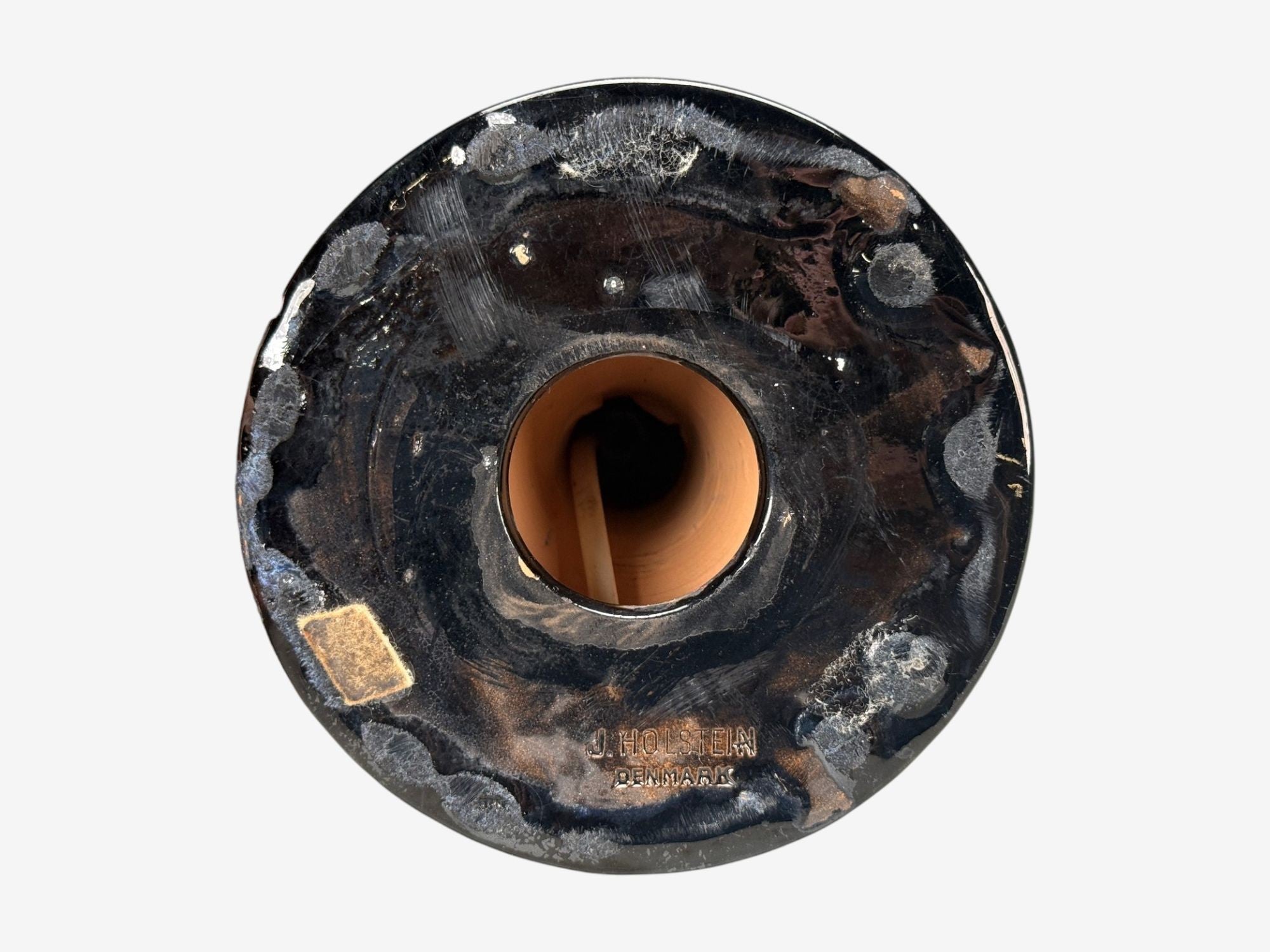 J. Holstein Keramik, Blue Stoneware, Table Lamp, Denmark, 1960s