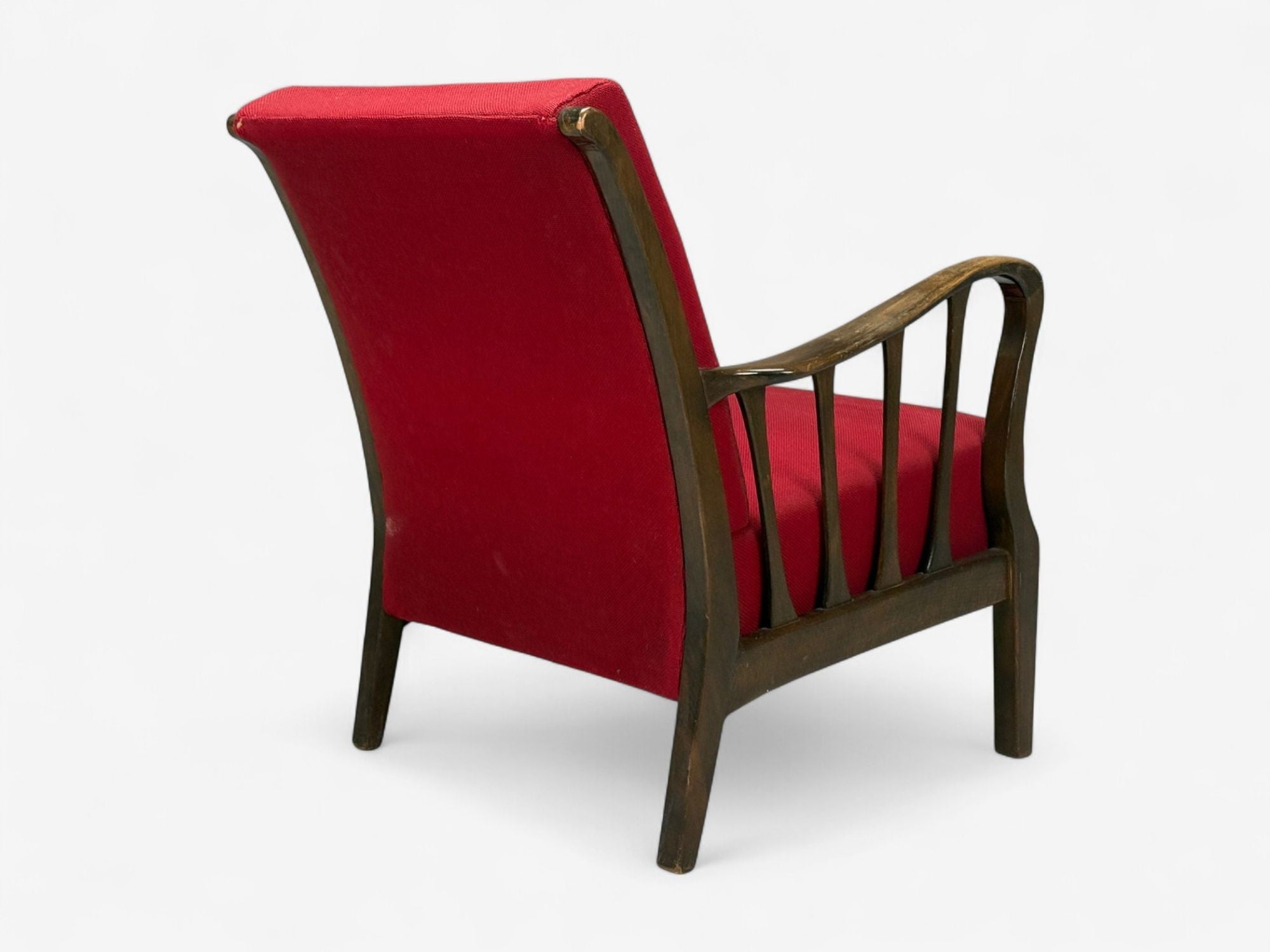 Josef Frank Attribution, Red Fabric, Wood, Denmark, 1950s